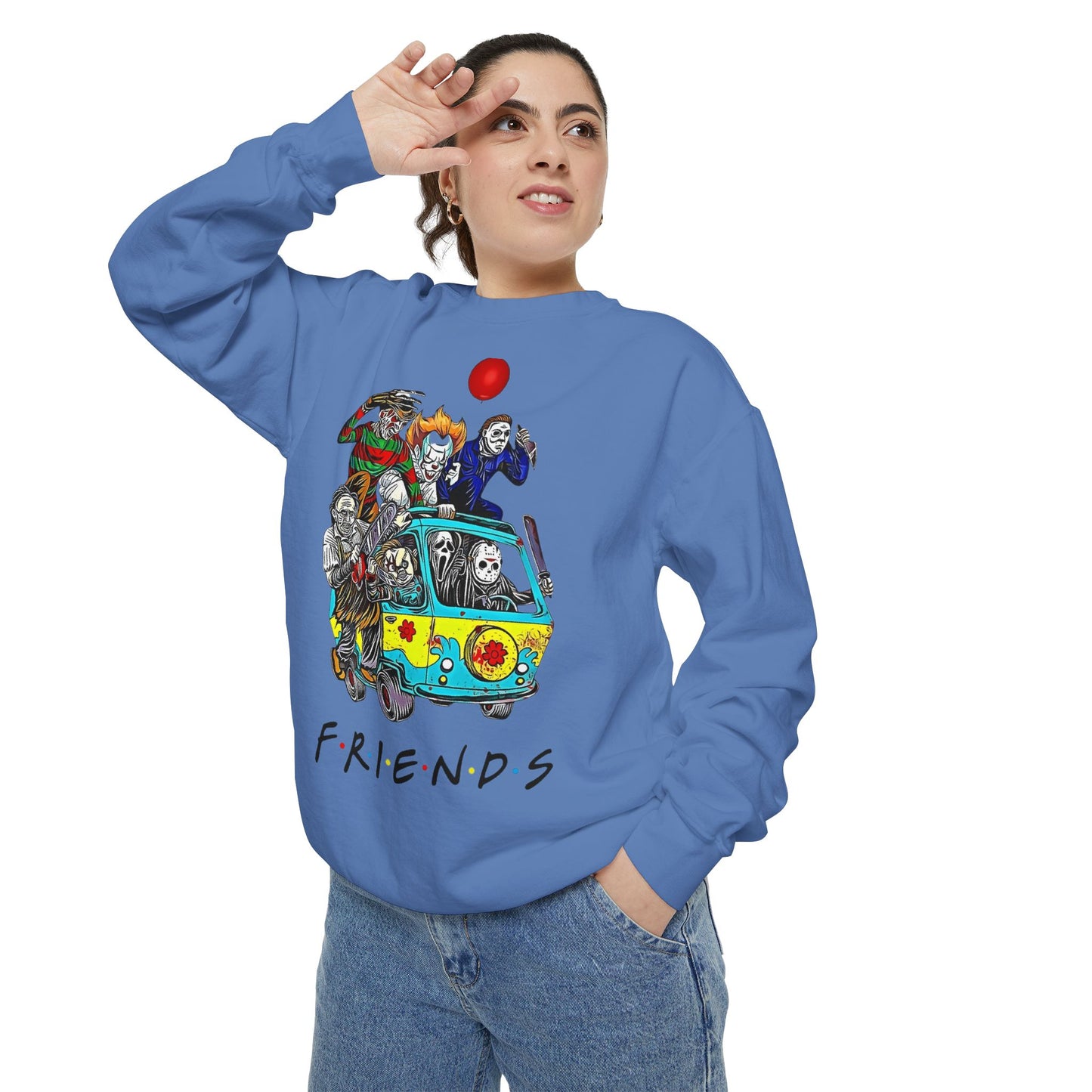 Friends-Inspired Unisex Garment-Dyed Sweatshirt, Cozy Casual Wear, Unique Graphic Sweatshirt, Perfect Gift, Everyday Style
