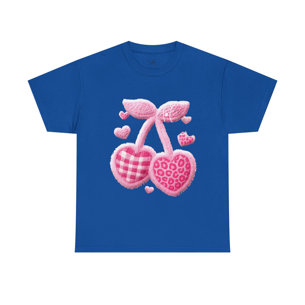 Pink Heart Cherries Tee  LOVE Graphic Valentine T-Shirt