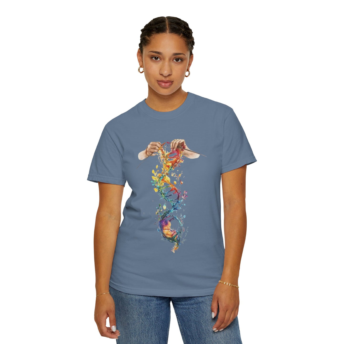 👚 Soft. Stylish. Mom-approved. Order now and gift her something she'll actually wear! Colorful DNA Art Unisex T-shirt, Science Tee, Creative Garment, Gift for Scientists,