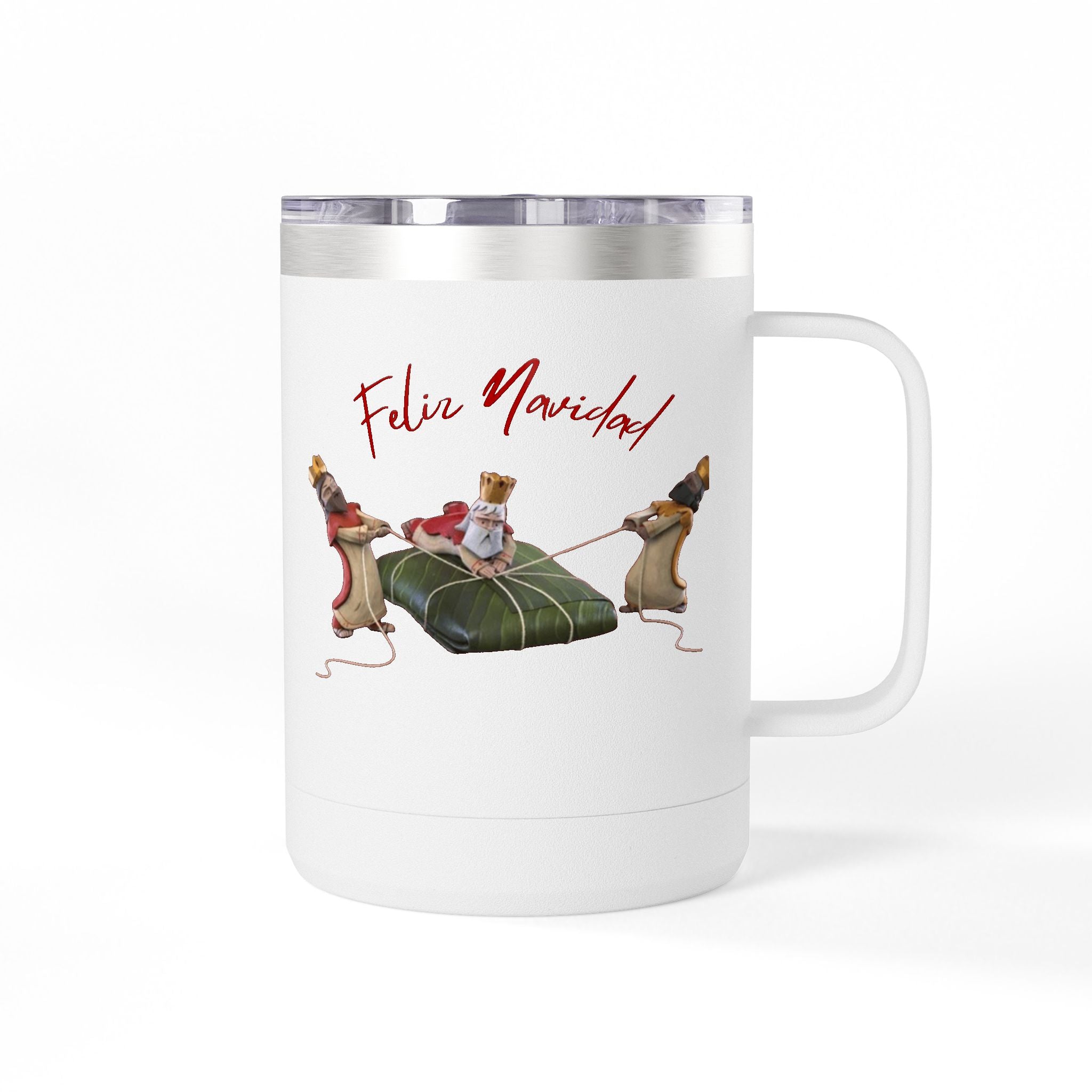 3 KINGS Holiday Travel Tumbler — 'Feliz Navidad' Dachshund Santa Design Coffee Cup for Fun Celebrations