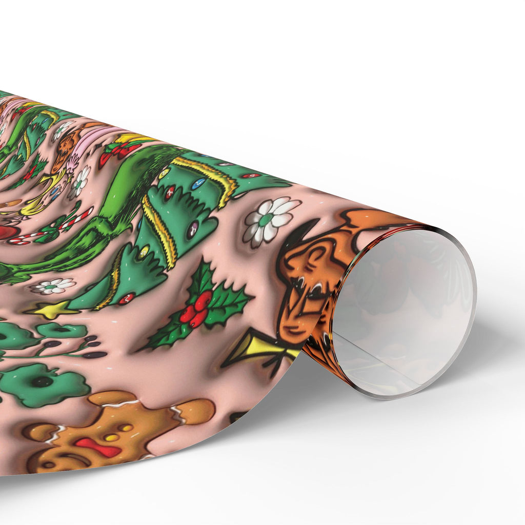 Christmas Cookie & Holly Wrapping Paper Roll — Festive Baking Pattern Gift Wrap