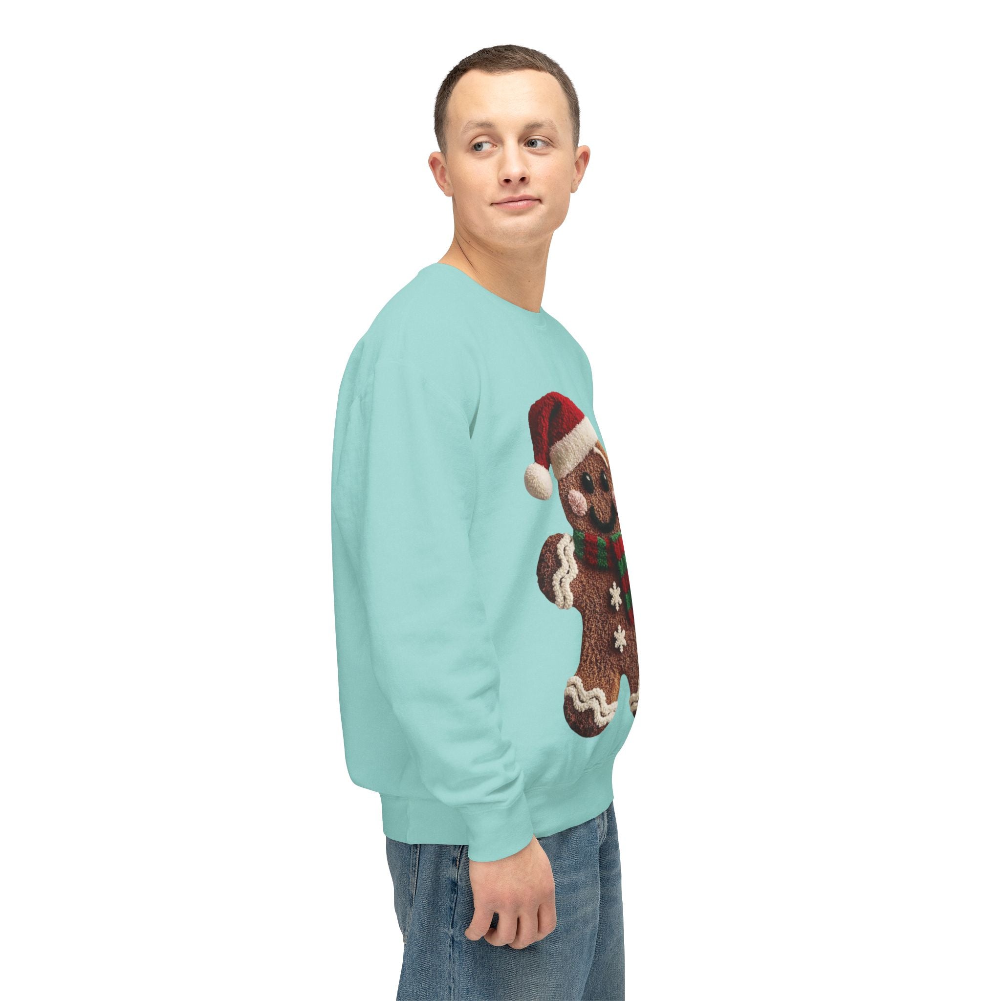 Gingerbread Cookie Christmas Sweatshirt – Cute Santa Hat & Scarf Holiday Crewneck