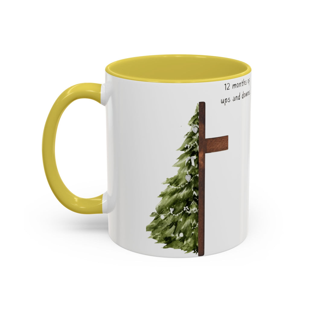 Christian Cross & Pine Tree Mug — Faith Reminder Coffee Cup (11oz/15oz)