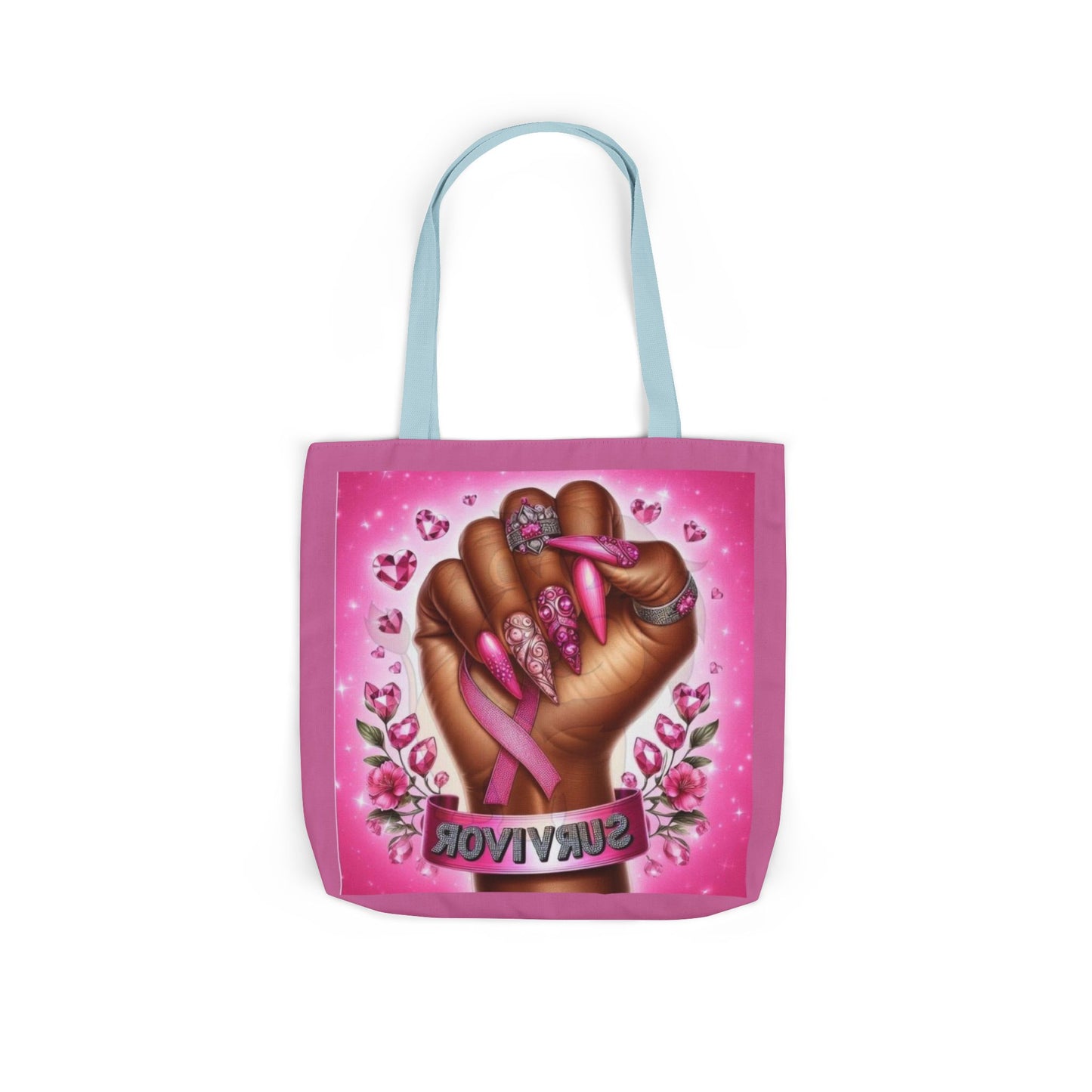 Breast Cancer Survivor Tote Bag  Pink Ribbon Empowerment Canvas Tote