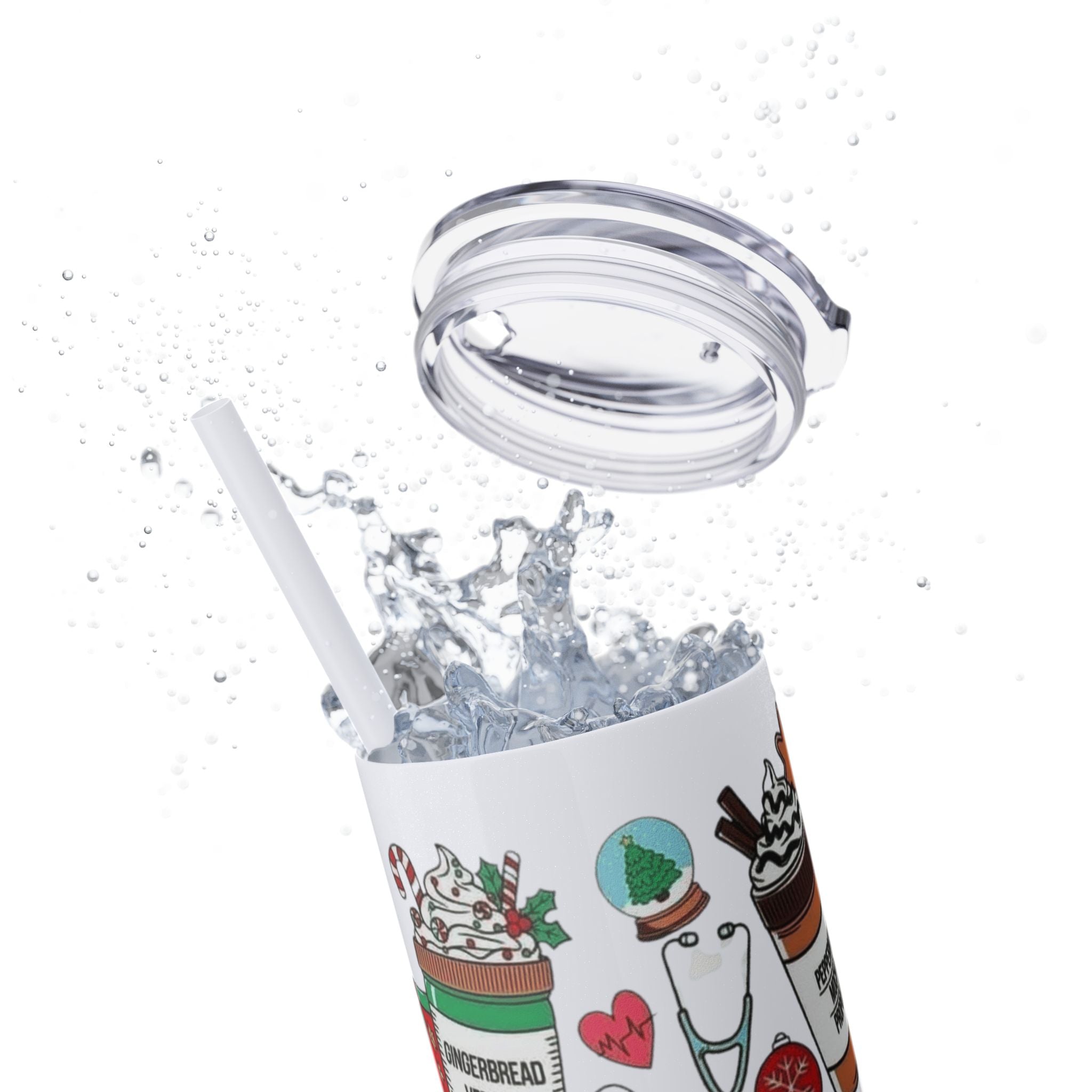 Emergency Department Nurse Christmas Skinny Tumbler - 20oz Holiday Medical Travel Cup with Straw Medical Christmas Mug
