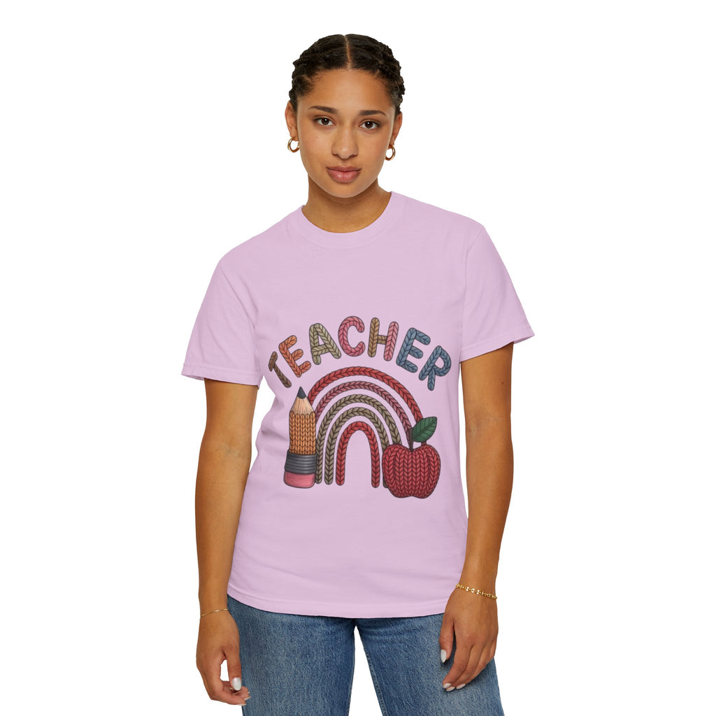 Teacher Rainbow Pencil & Apple T-Shirt — Back-to-School Gift for Educators