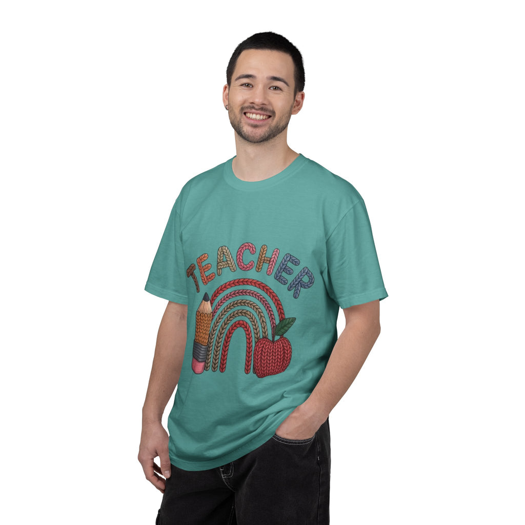 Teacher Rainbow Pencil & Apple T-Shirt — Back-to-School Gift for Educators