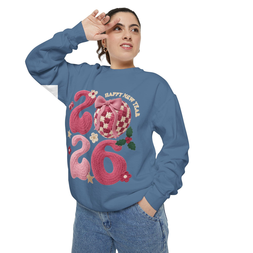 Happy New Year 2026 Sweater  Pink Festive Graphic Sweatshirt