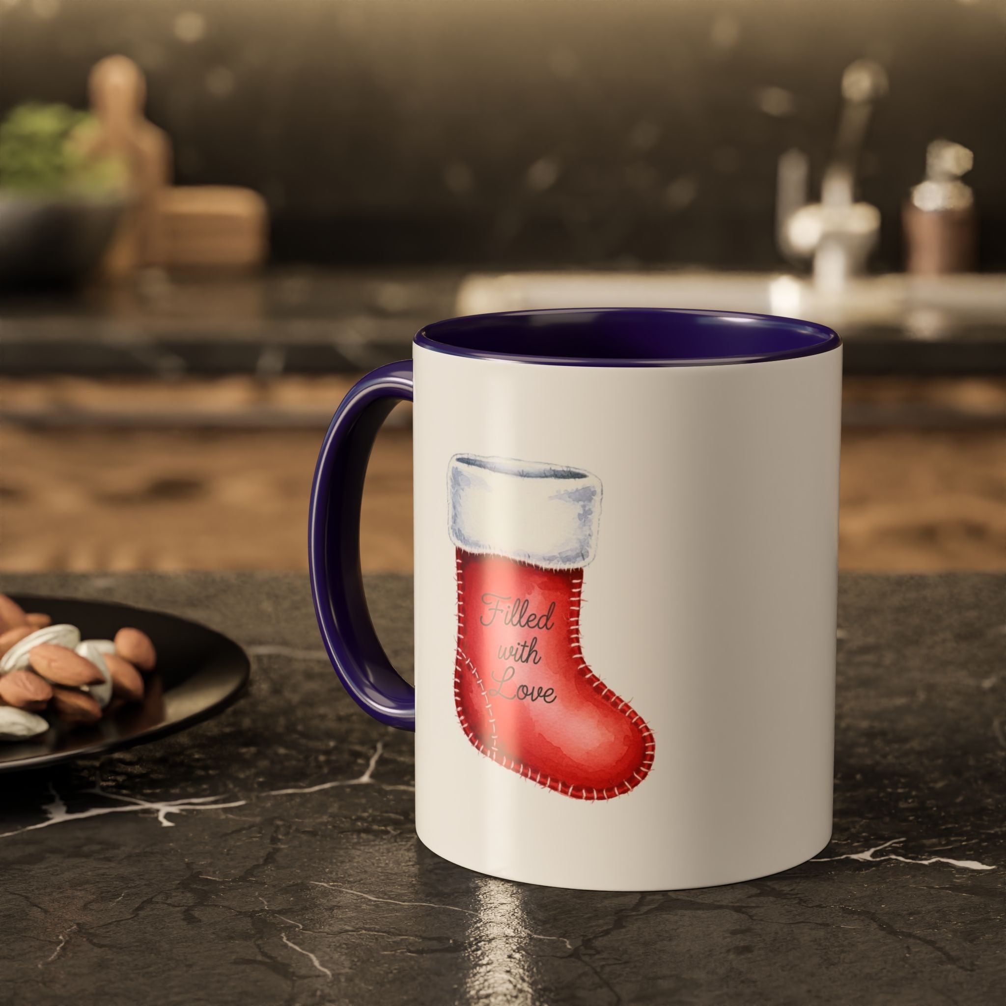Holiday Mugs Christmas Gift Ideas Hot Cocoa & Coffee Cup Designs Filled with Love - Colorful 11oz & 15oz