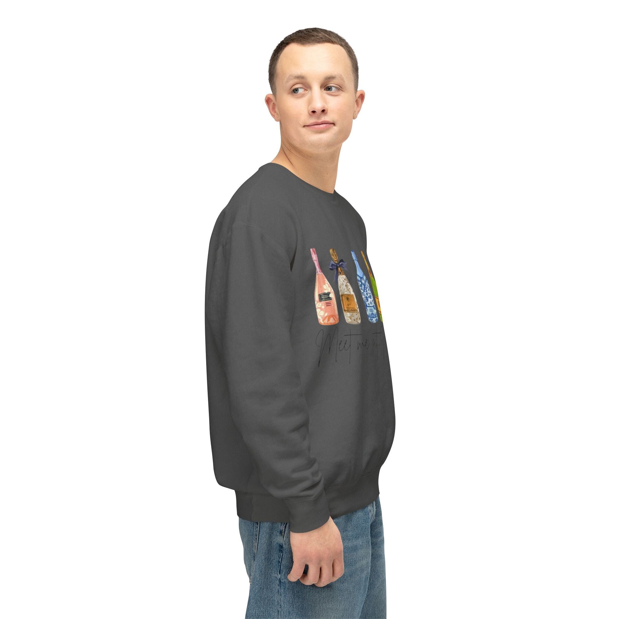 Champagne Bottles Crewneck Sweatshirt  Celebratory Bubbly Graphic