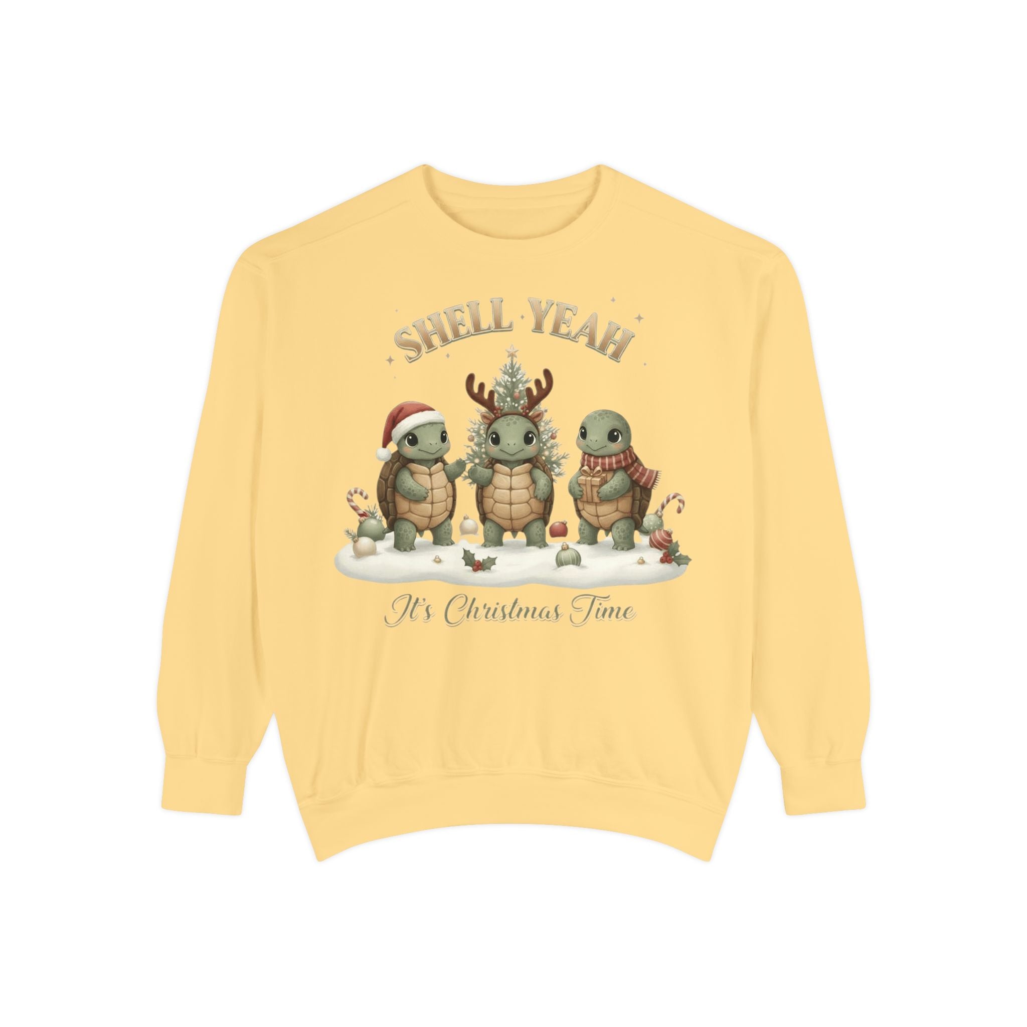 Christmas Turtle Sweatshirt  "Shell Yeah, It’s Christmas Time" Holiday Pullover