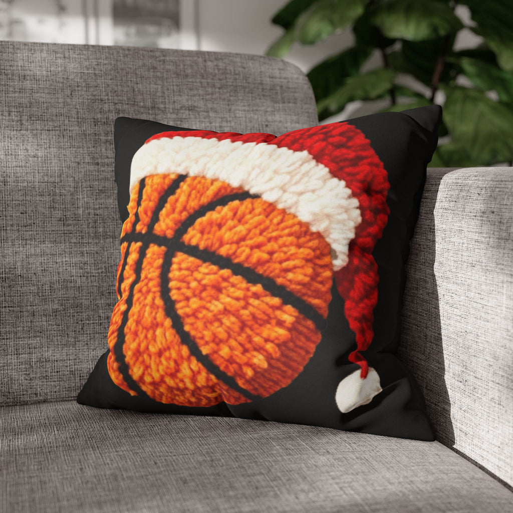 Basketball Christmas Pillowcase — Faux Suede Square Throw Pillow Cover
