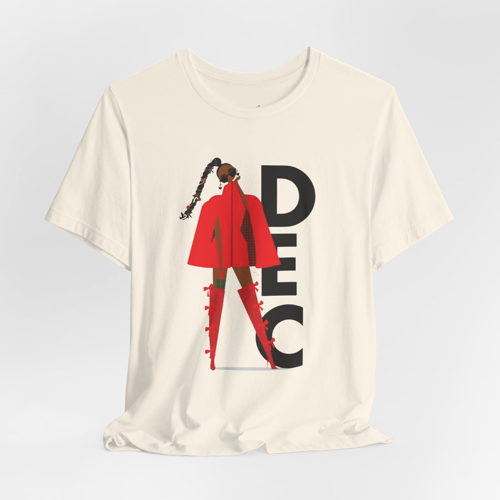 December Fashion Tee  Red Coat Model Graphic Shirt