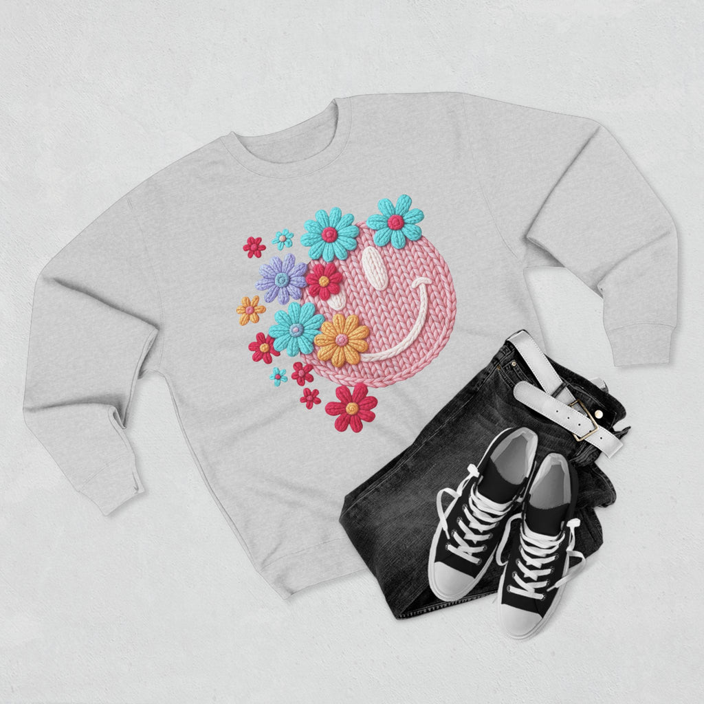 Floral Knit Smile Sweatshirt Cozy, Unbothered