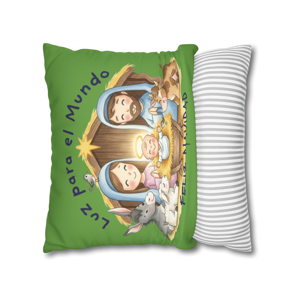 Nativity Pillowcase - "Luz para el Mundo" Feliz Navidad Christmas Throw Cover Puerto Rico Culture Pillow