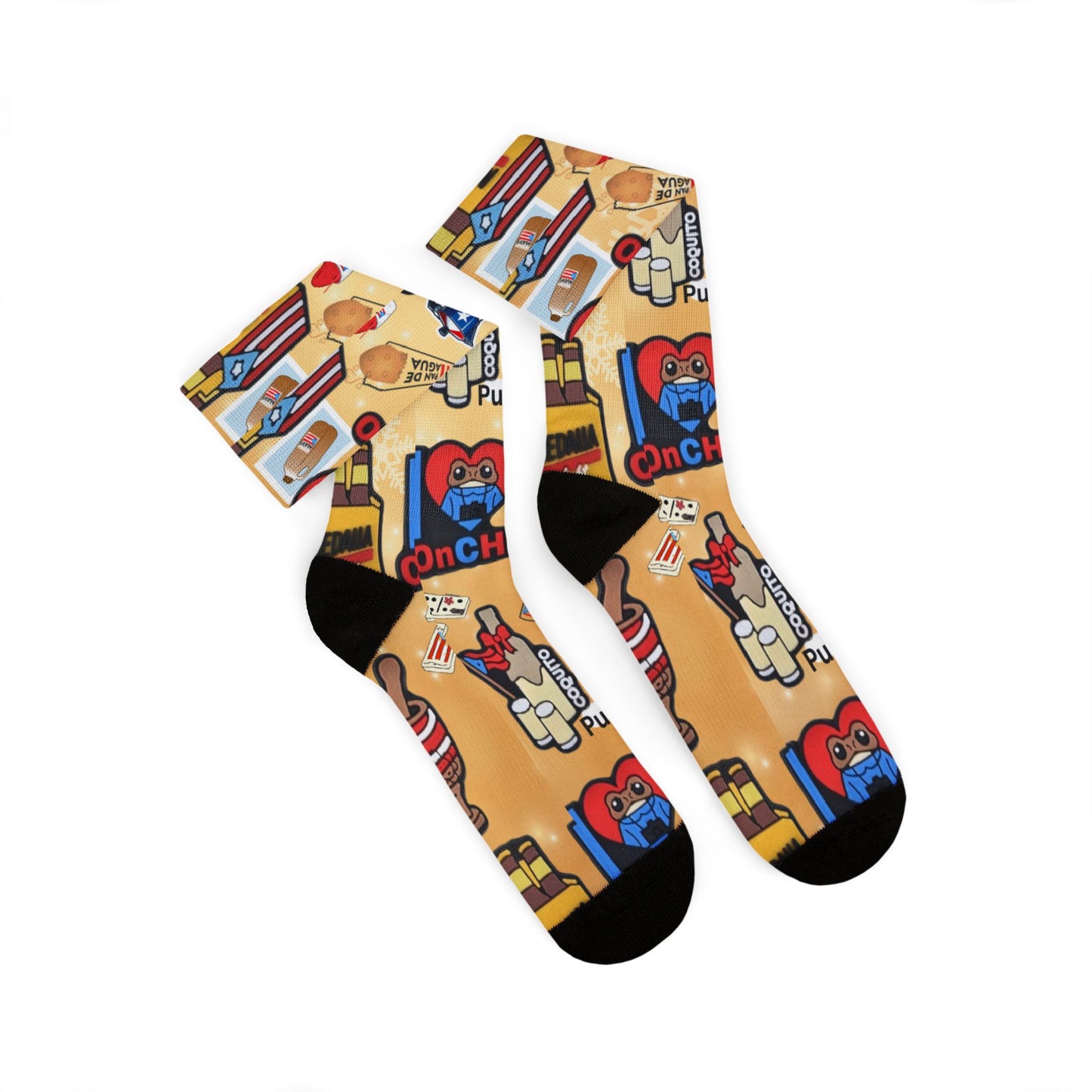Puerto Rico Graphic Socks  Cute Island Icons Sublimation Crew Socks