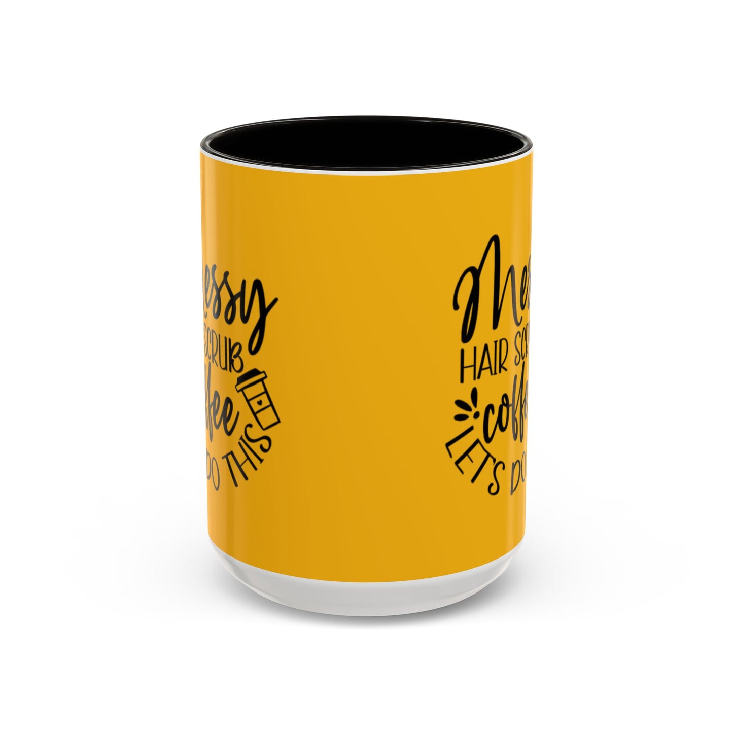 Holiday Coffee Cups with Festive Quotes & Designs Messy Hair Coffee Mug - Fun Yellow Ceramic Cup for Coffee Lovers