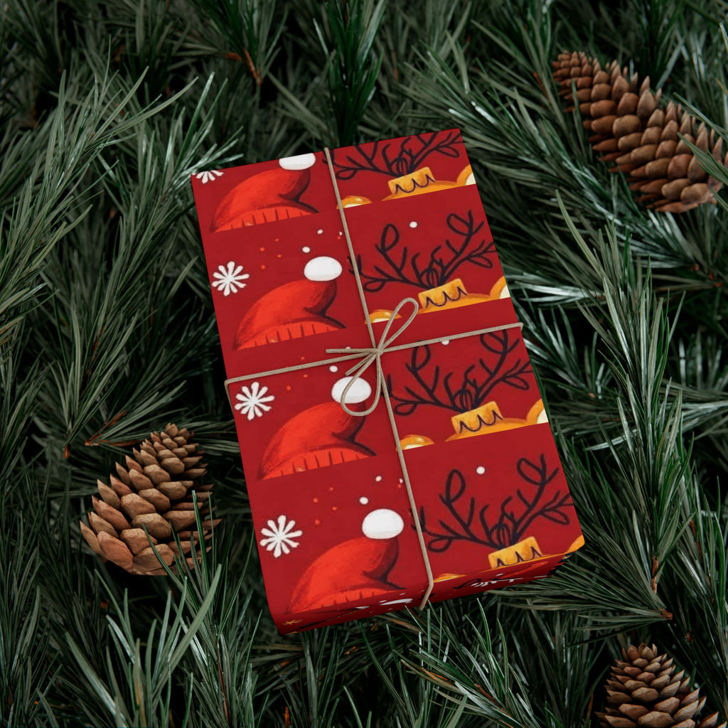 Christmas Wrapping Paper - Santa, Snowman & Reindeer Holiday Gift Wrap Festive Wrapping Paper