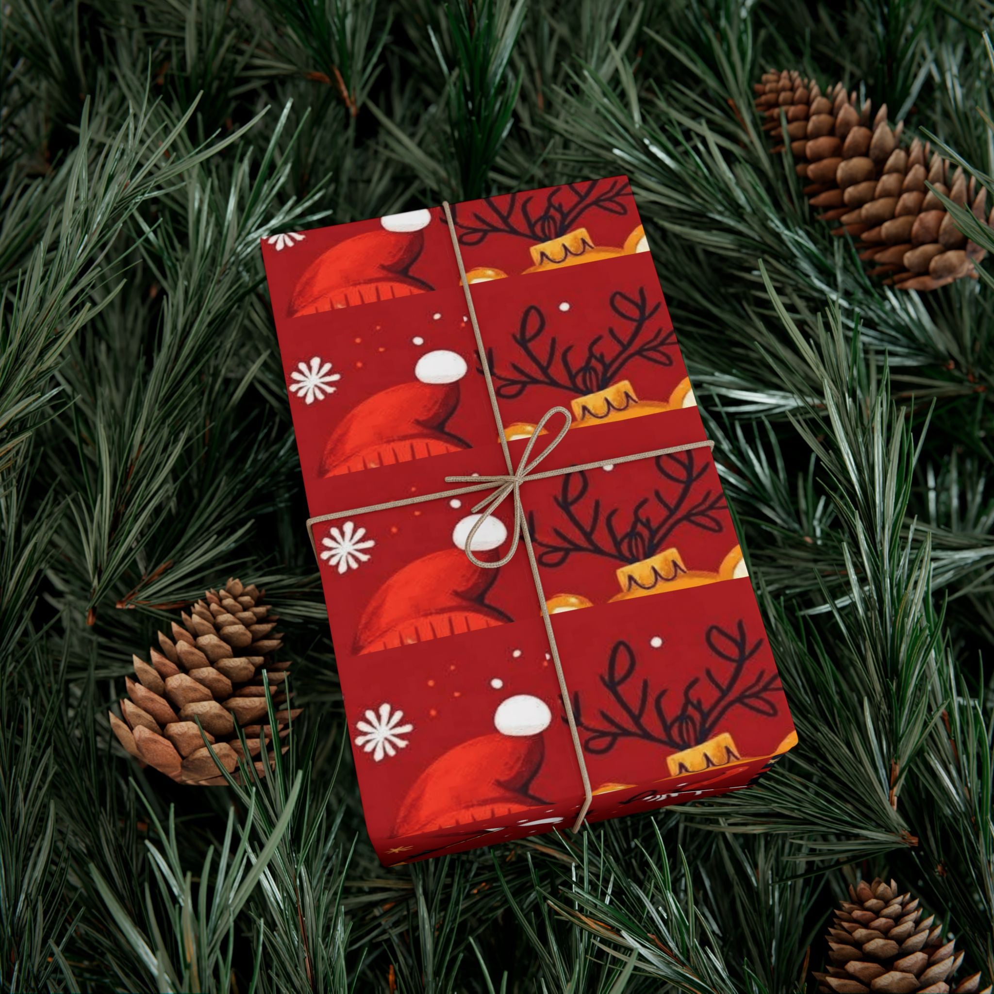 Christmas Wrapping Paper - Santa, Snowman & Reindeer Holiday Gift Wrap Festive Wrapping Paper