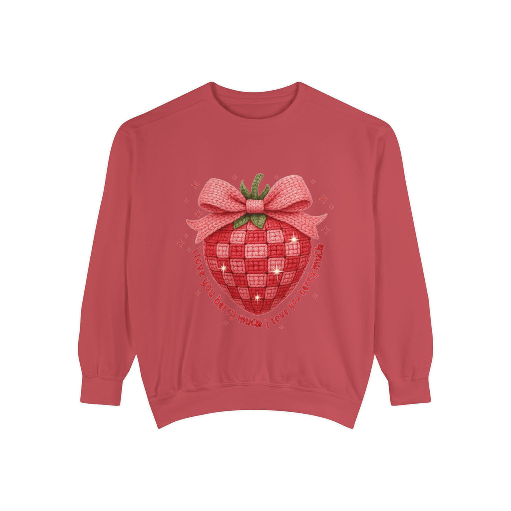 Strawberry Bow Sweatshirt  "I Love You Berry Much" Cute Valentine Pullover