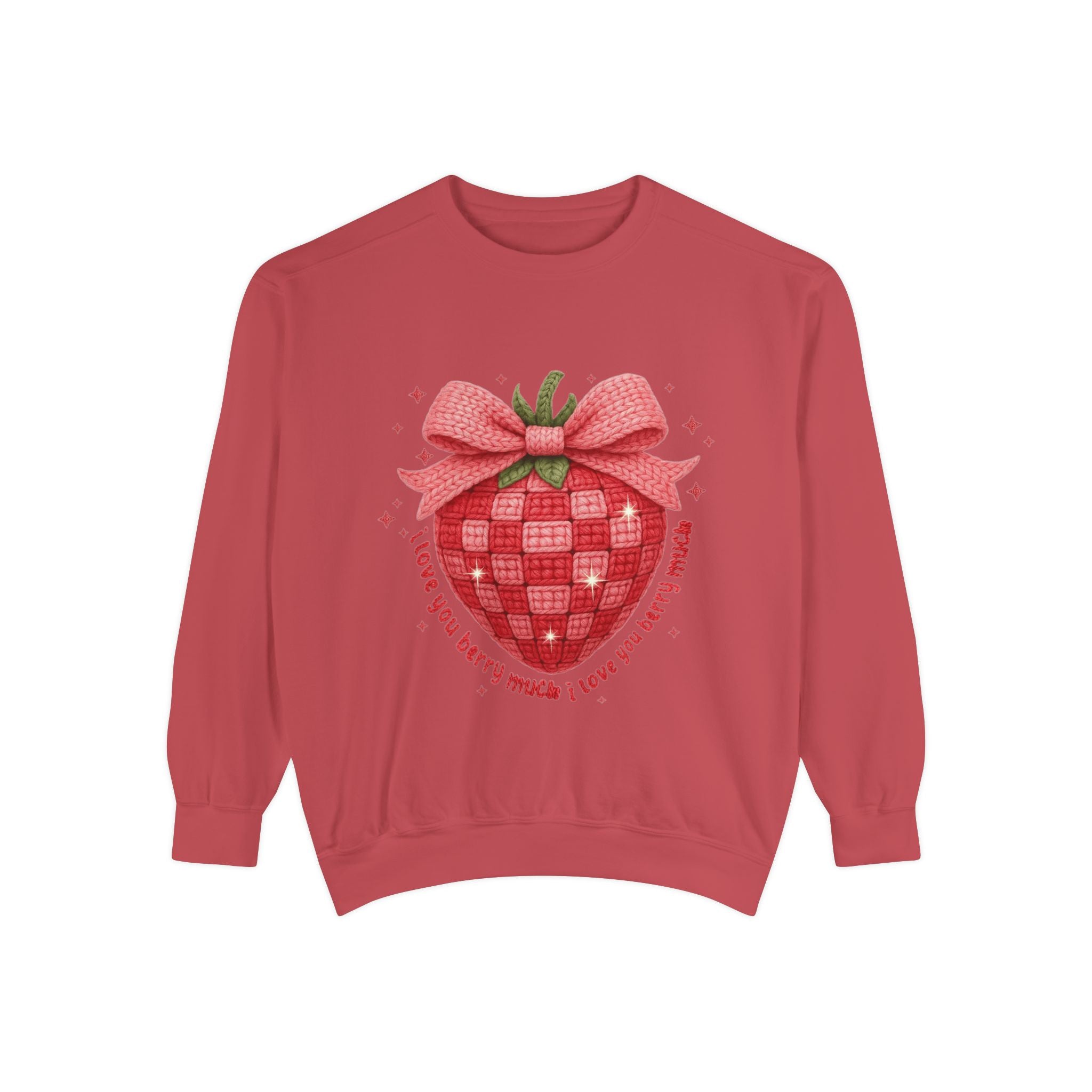 Strawberry Bow Sweatshirt  "I Love You Berry Much" Cute Valentine Pullover