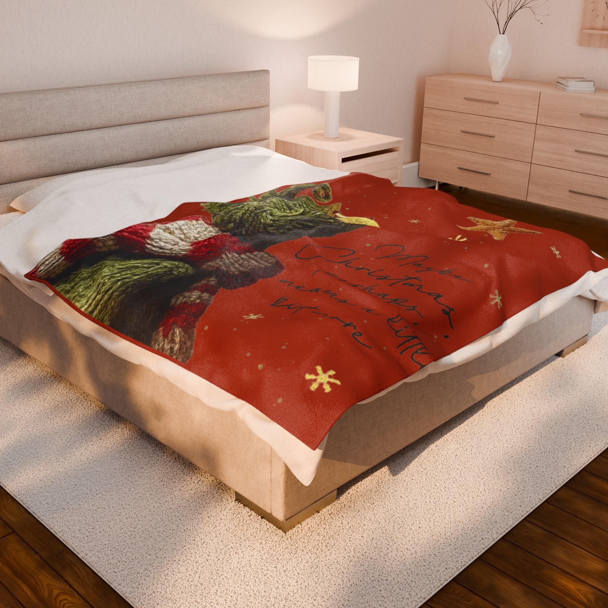Christmas Plush Blanket  'Maybe Christmas, perhaps, means a little bit more' Cozy Holiday Throw