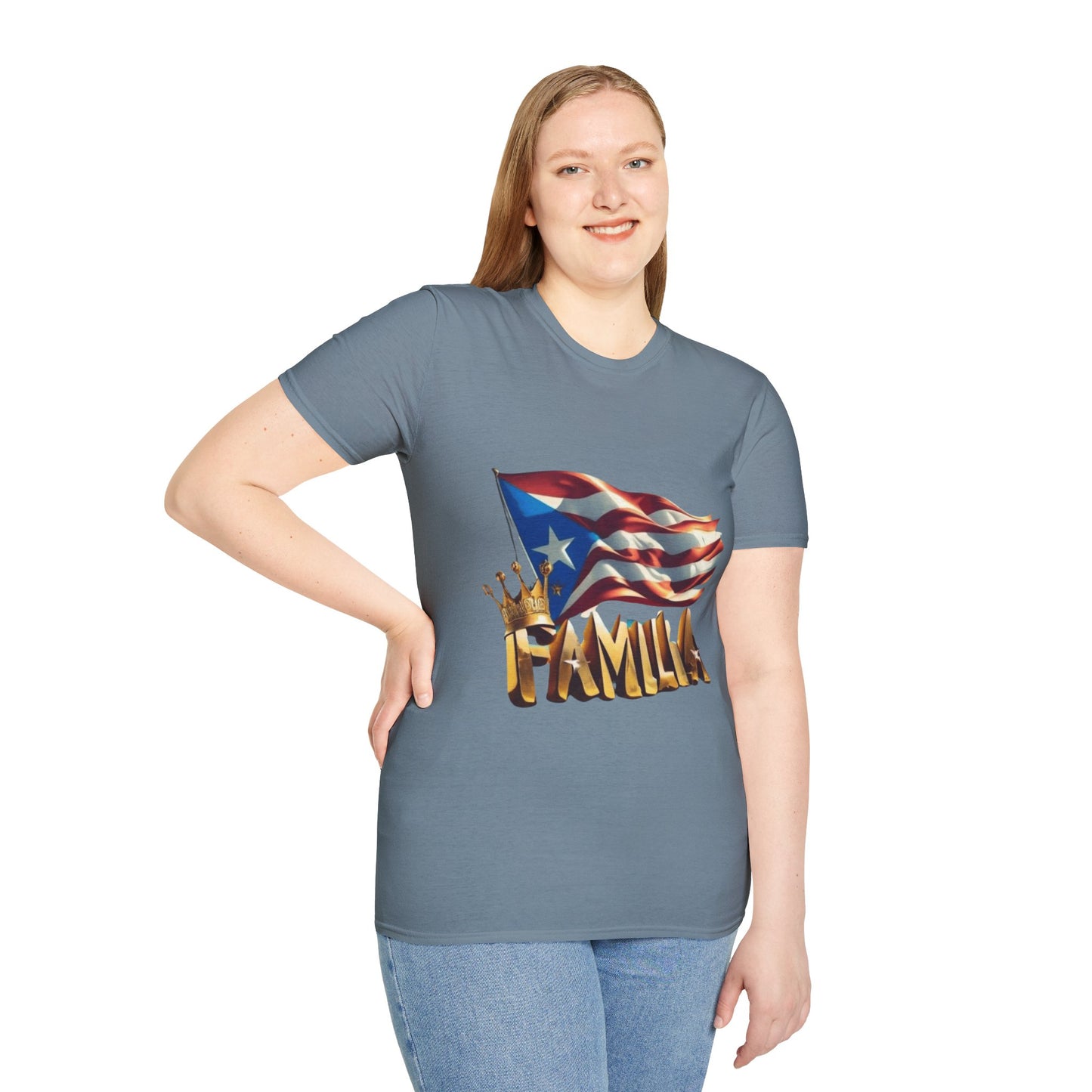 Puerto Rican Familia T-Shirt, Unisex Softstyle Tee, Patriotic Shirt, Family Unity Gift, Summer Celebration Apparel