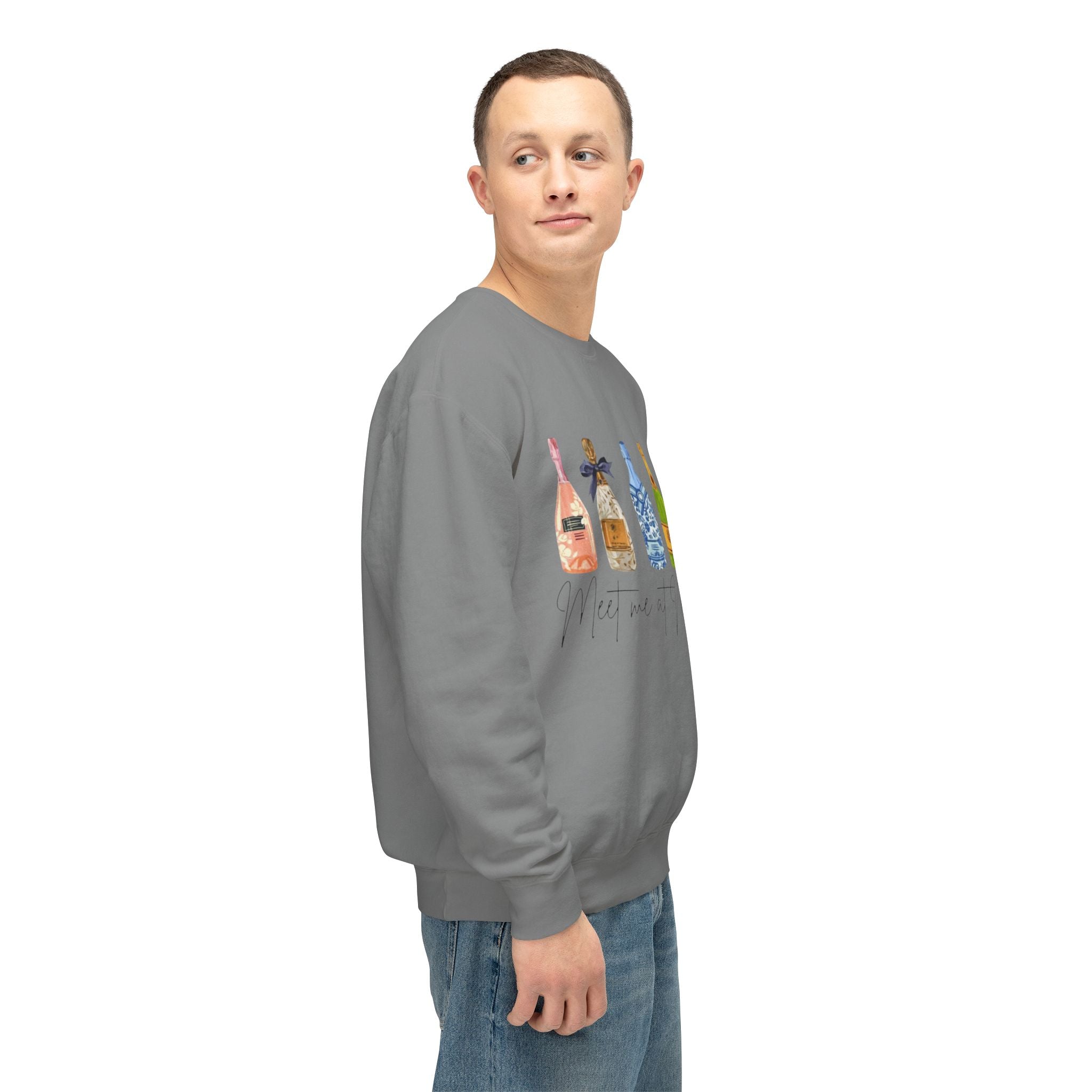 Champagne Bottles Crewneck Sweatshirt  Celebratory Bubbly Graphic