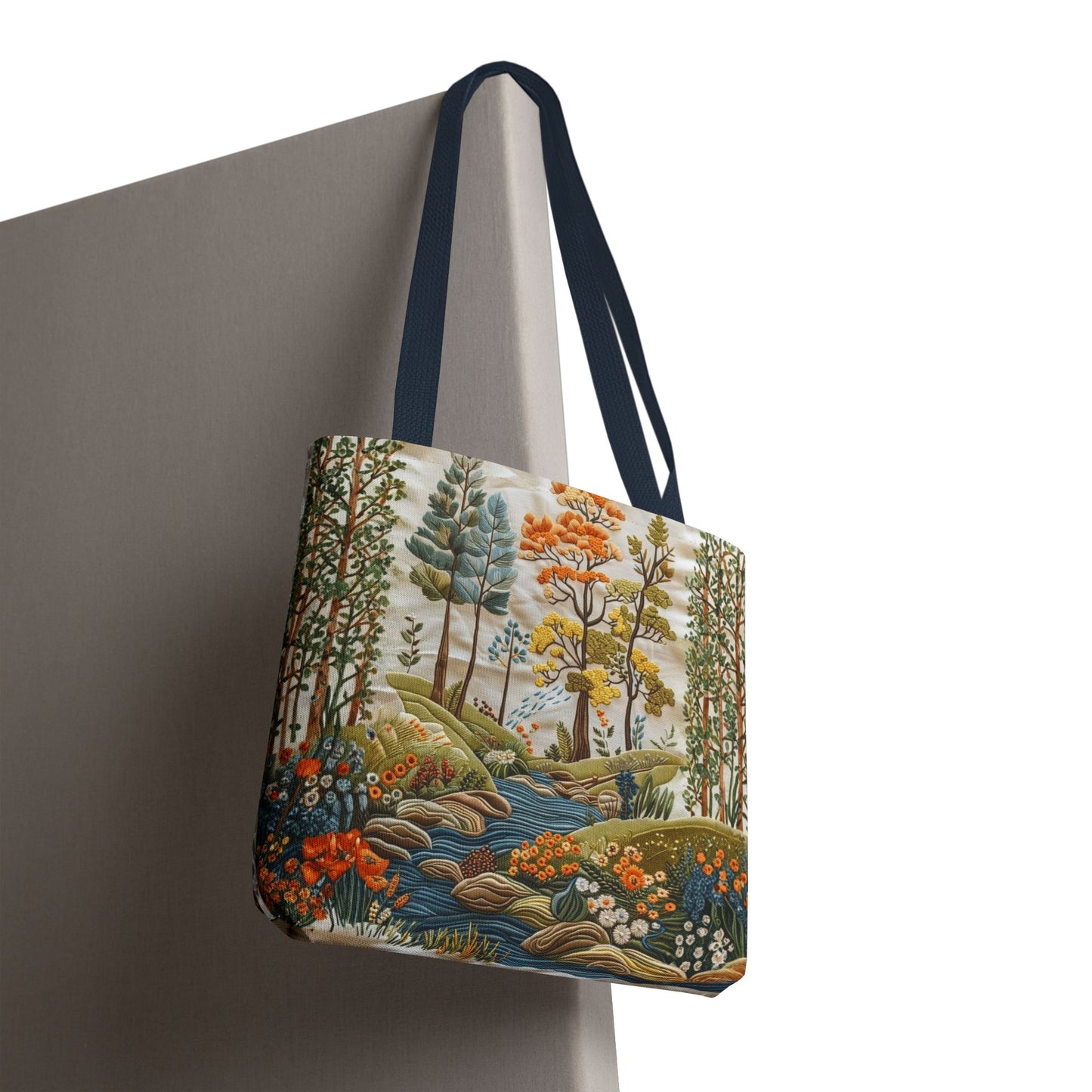 Scenic Meadow Tote Crochet-Decorated Tote Bags