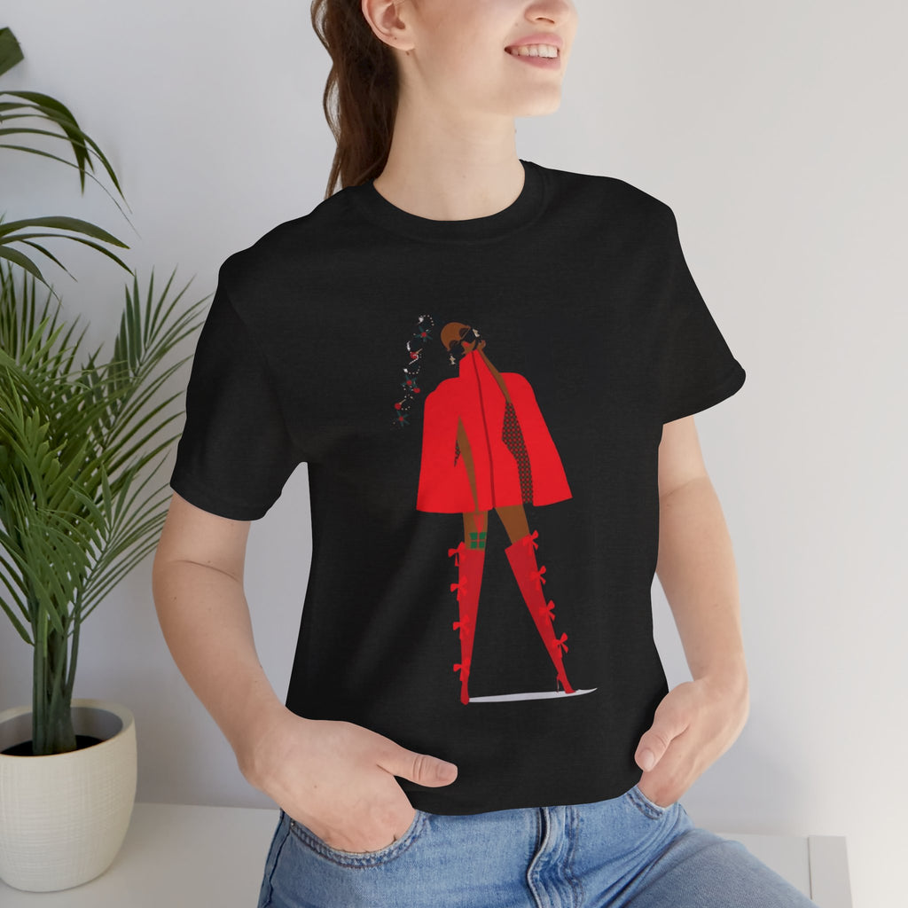 December Fashion Tee  Red Coat Model Graphic Shirt