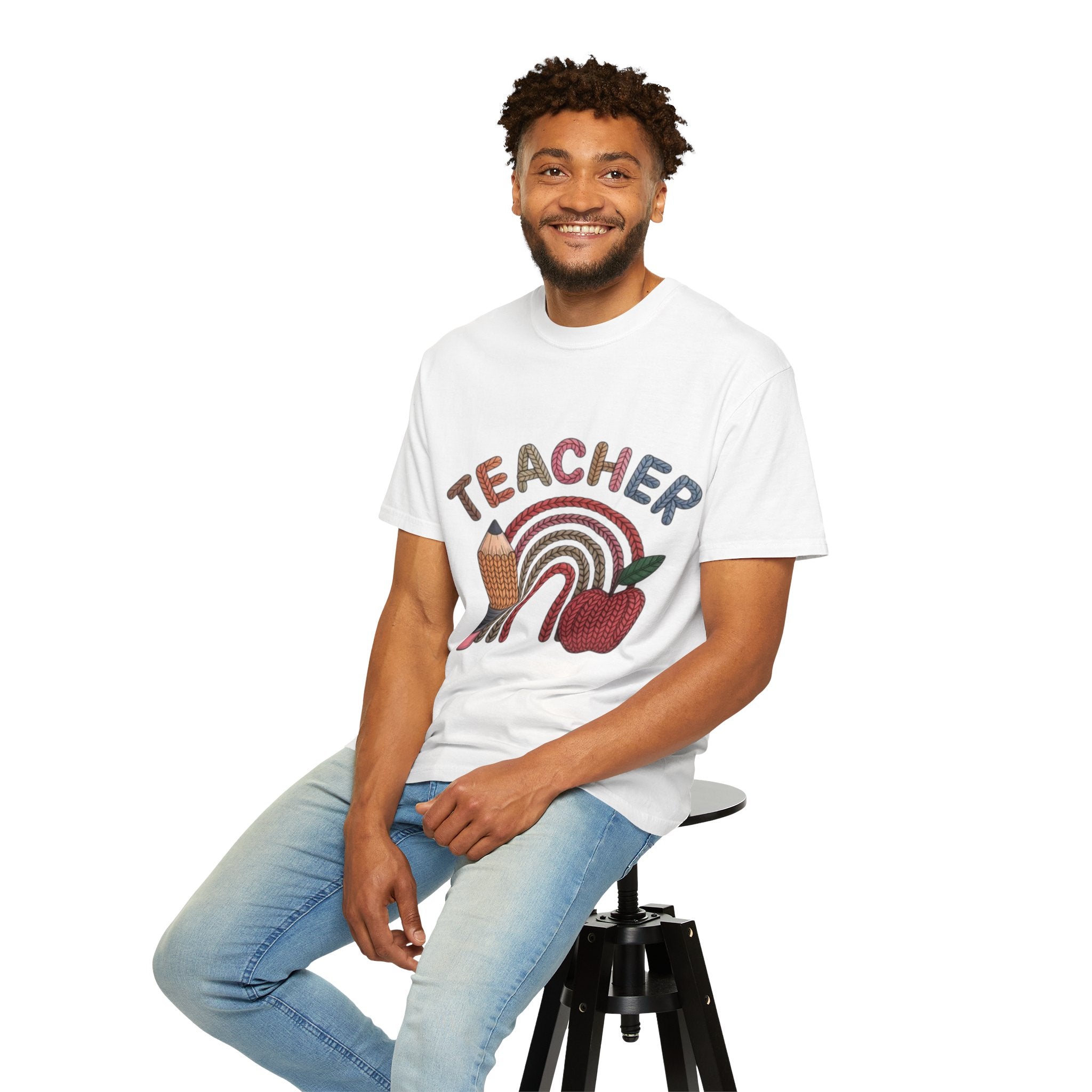 Teacher Rainbow Pencil & Apple T-Shirt — Back-to-School Gift for Educators