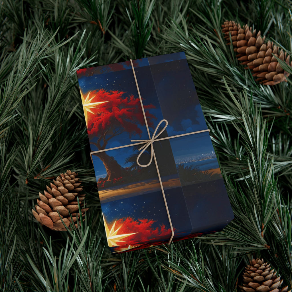Christmas Star Gift Wrap Paper Puerto Rico Wrapping Paper Cultural Gift Wrap | Boricua Heritage Design | Holiday & Celebration Gift Packaging
