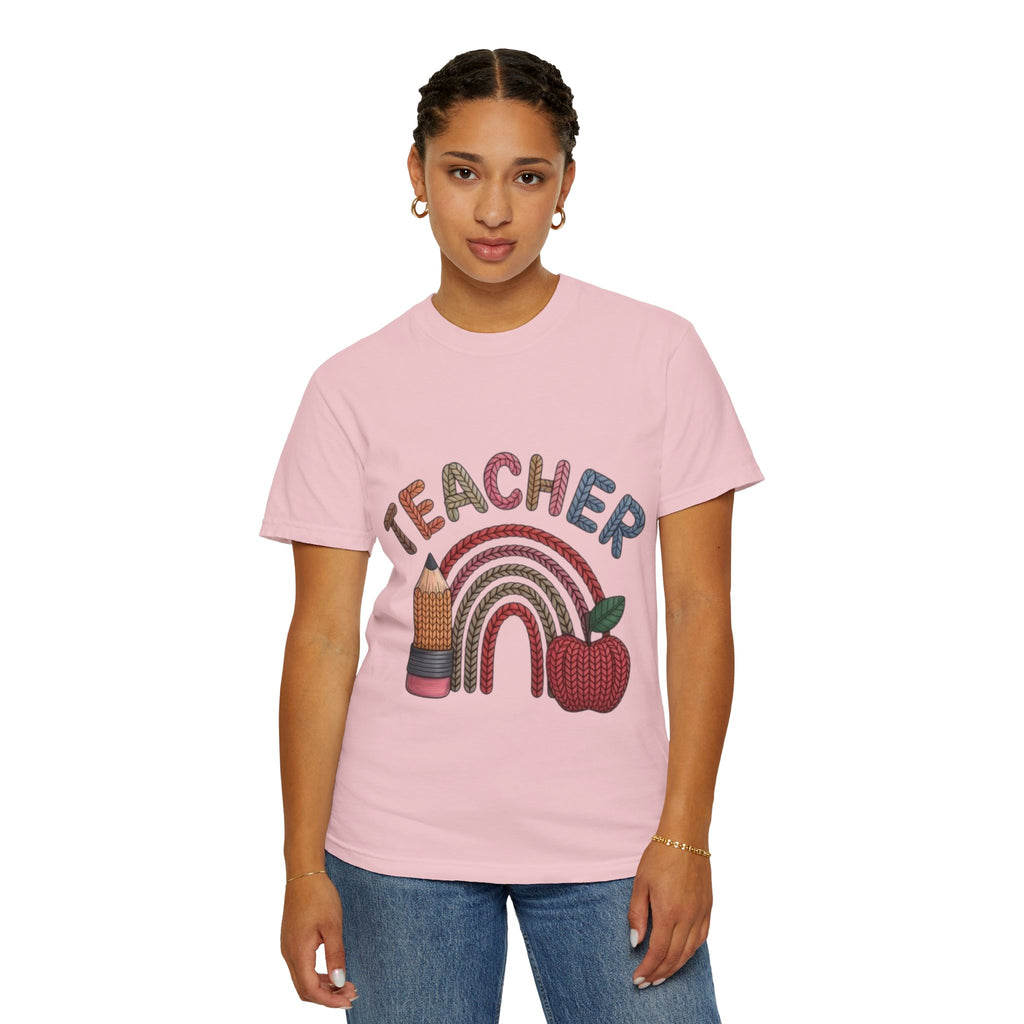 Teacher Rainbow Pencil & Apple T-Shirt — Back-to-School Gift for Educators
