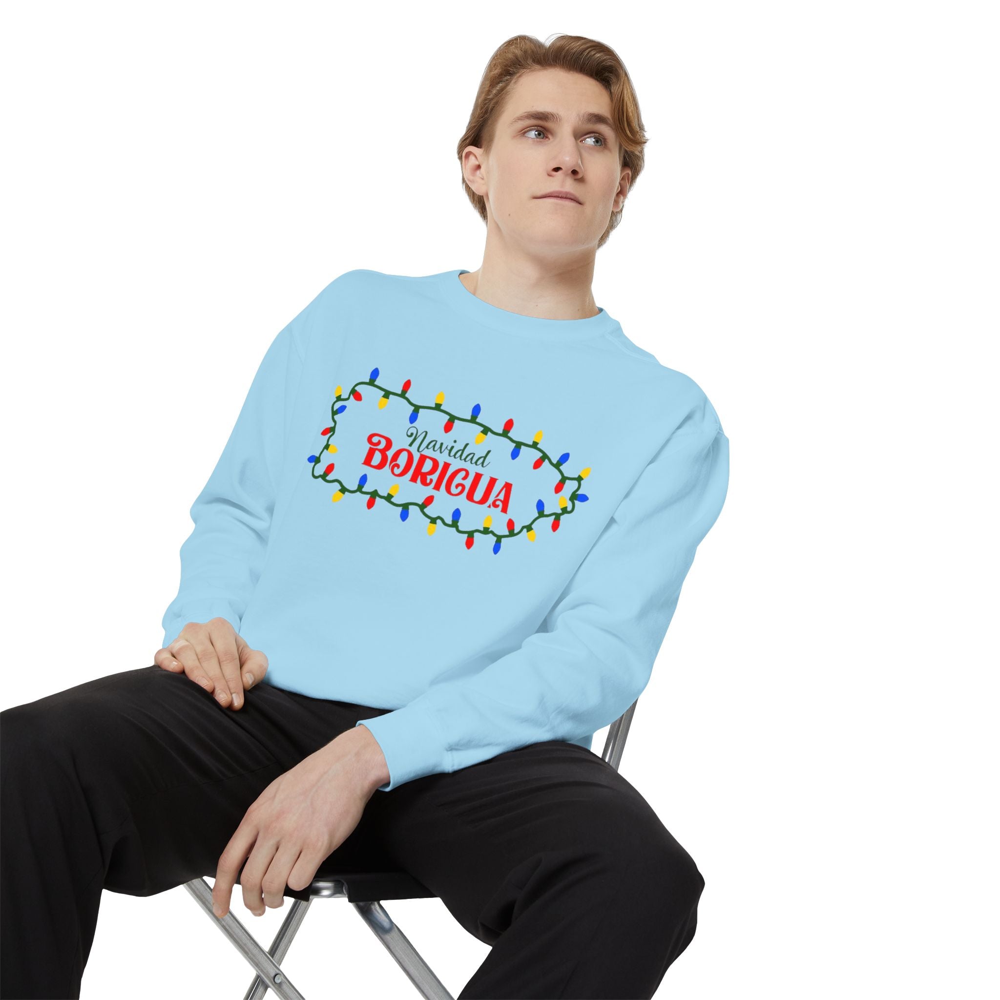 Navidad Boricua Sweatshirt — Puerto Rican Holiday Sweater with Christmas Lights