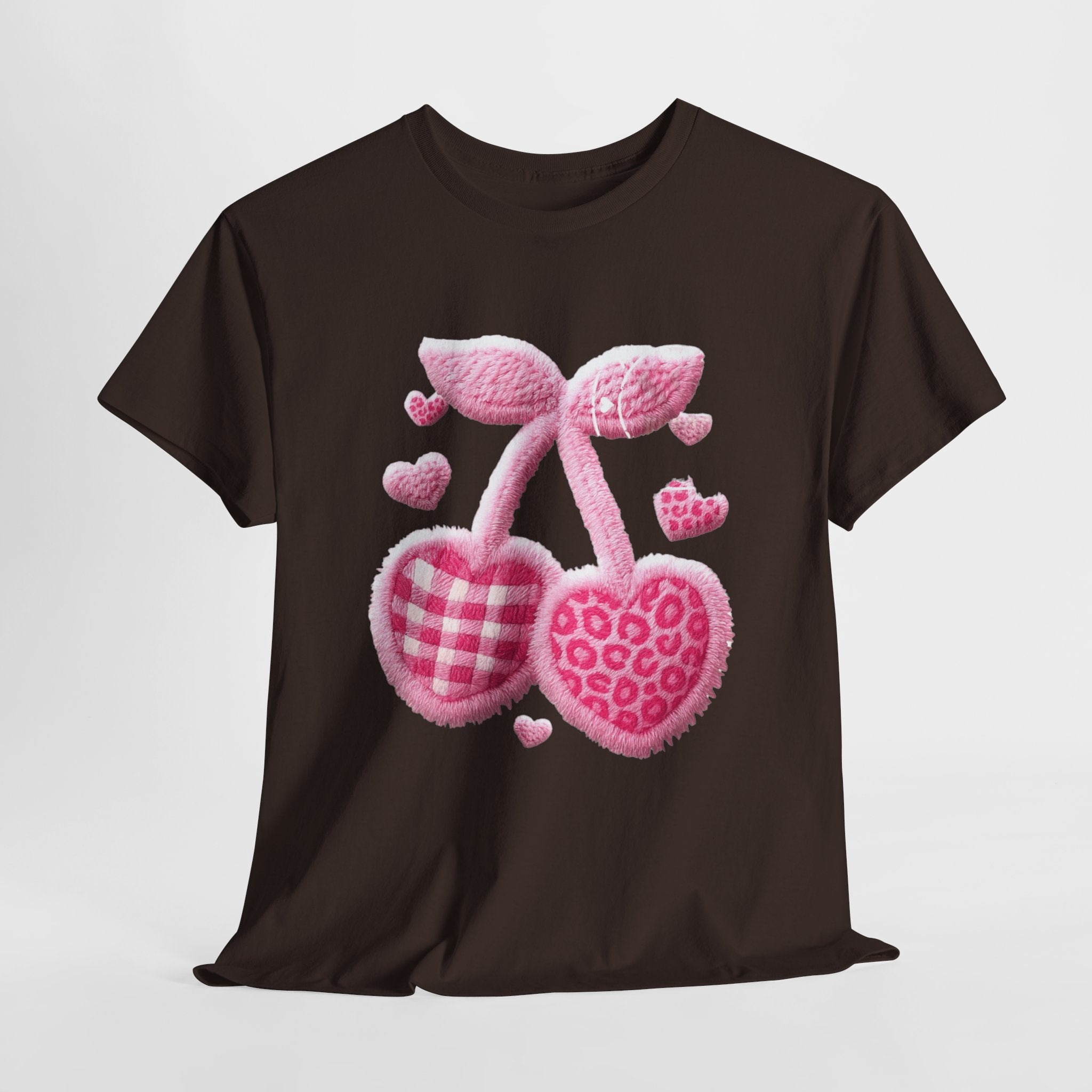 Pink Heart Cherries Tee  LOVE Graphic Valentine T-Shirt