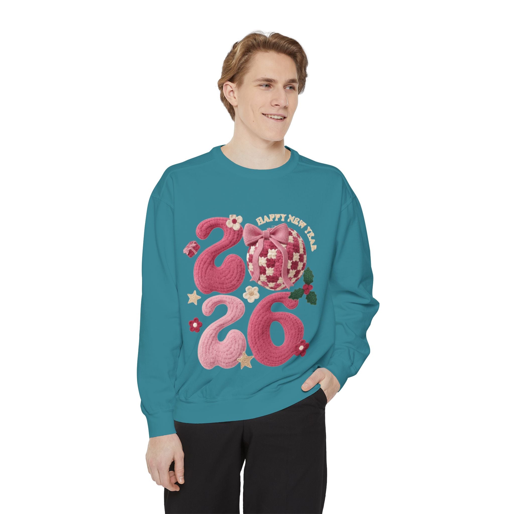 Happy New Year 2026 Sweater  Pink Festive Graphic Sweatshirt