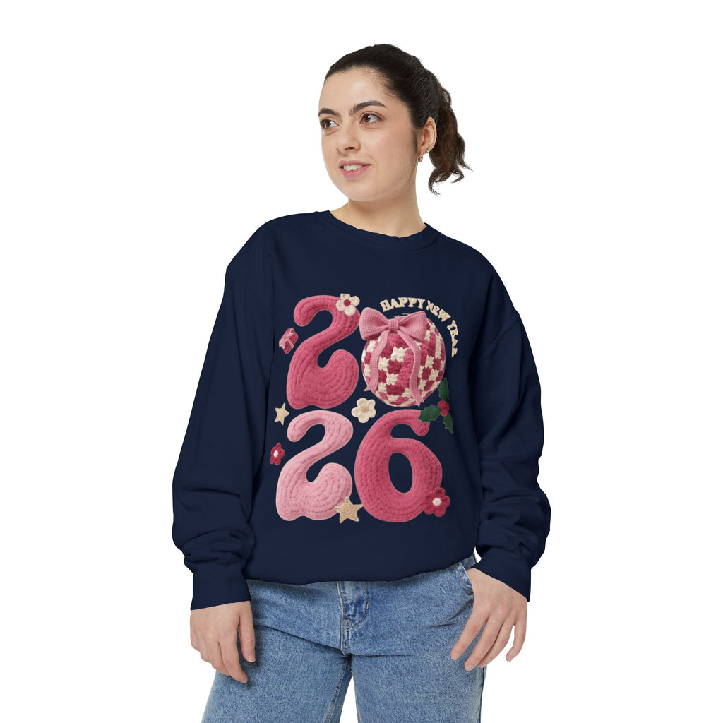 Happy New Year 2026 Sweater  Pink Festive Graphic Sweatshirt