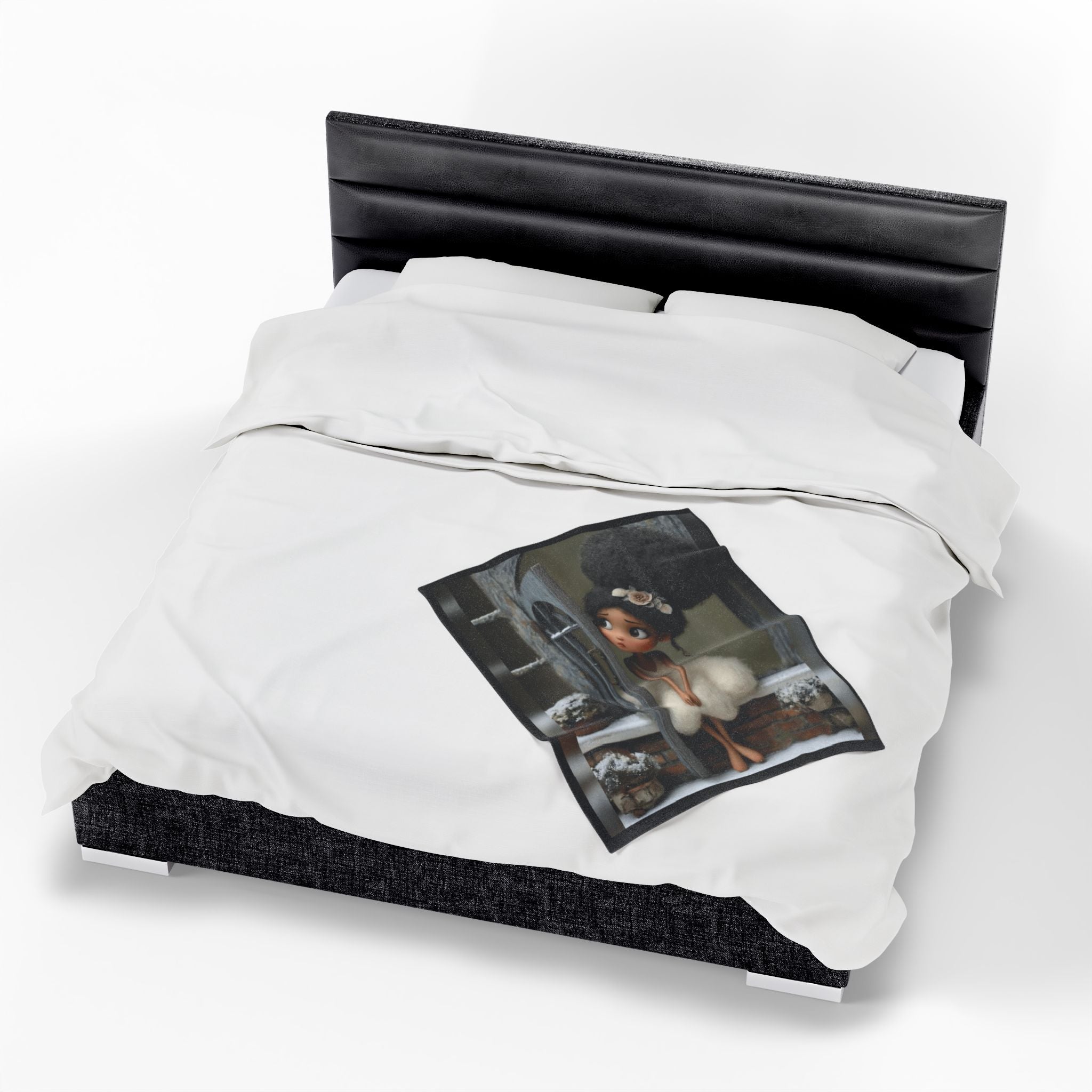 Cute Cozy Plush Blanket — Whimsical Ballerina Girl Velveteen Throw