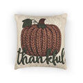 Thankful Pumpkin Woven Pillow — Fall Harvest Decorative Cushion