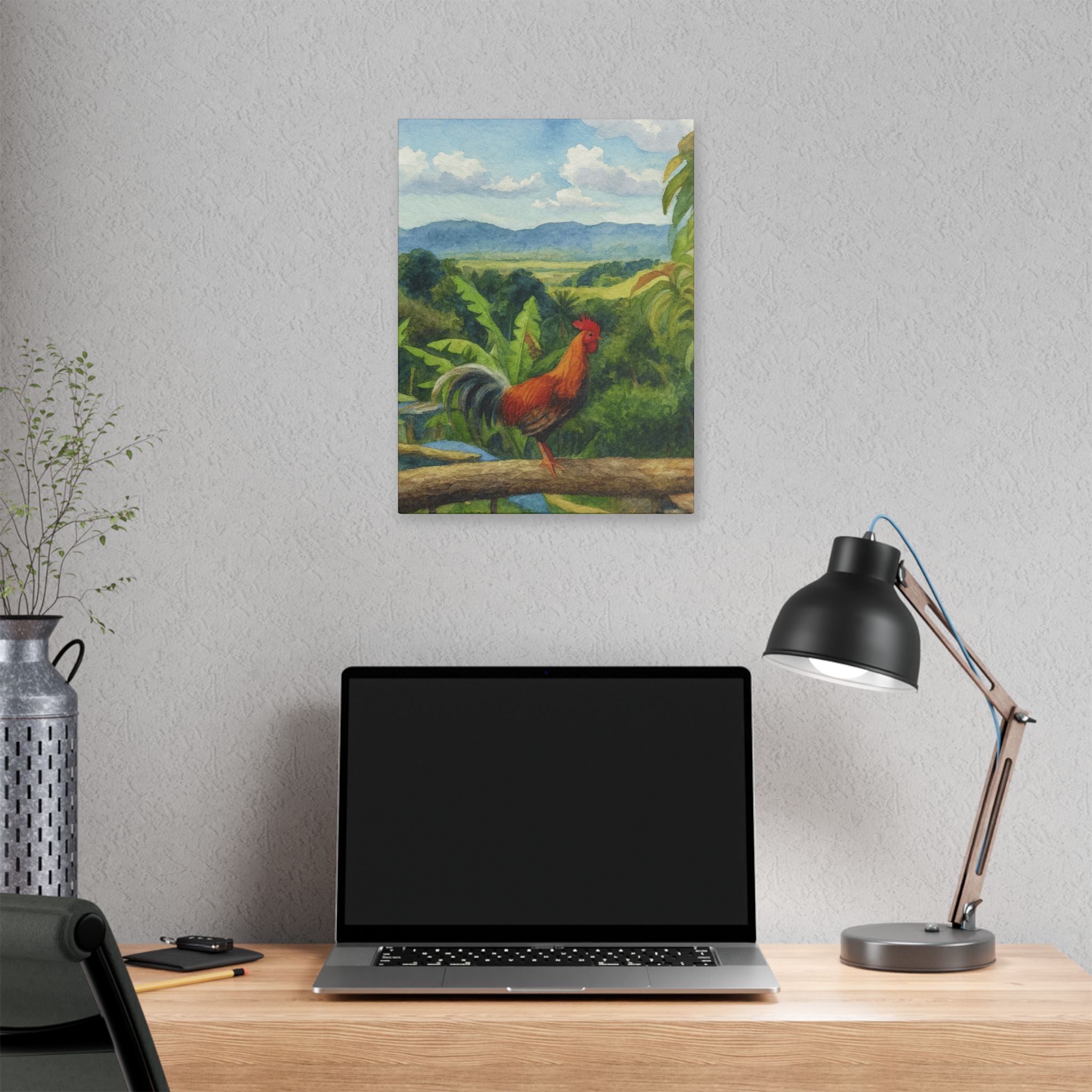 These Puerto Rico inspired Rooster Morning Landscape Canvas
