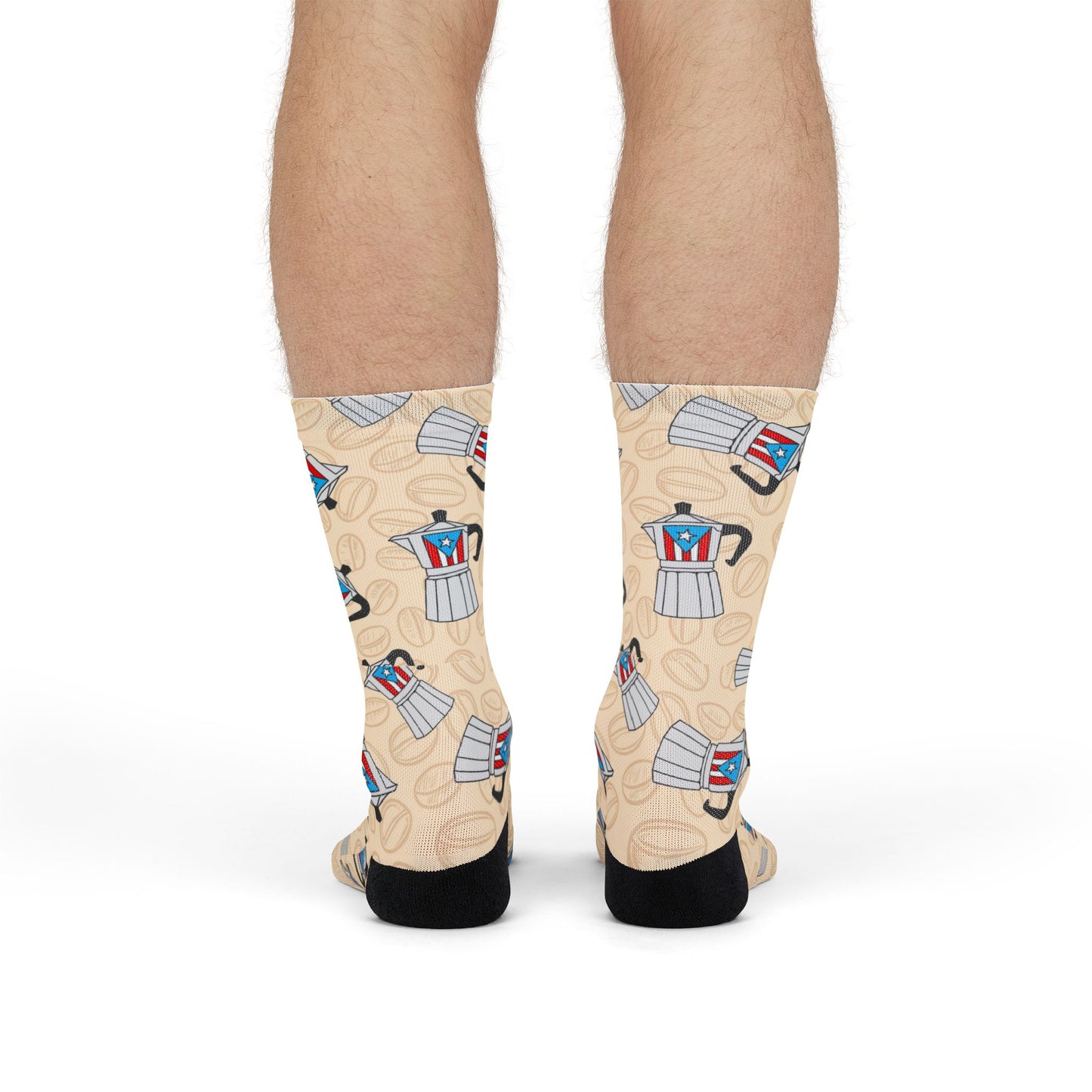 Coffee Moka Pot Crew Socks — Cute Espresso Patterned Sublimation Socks