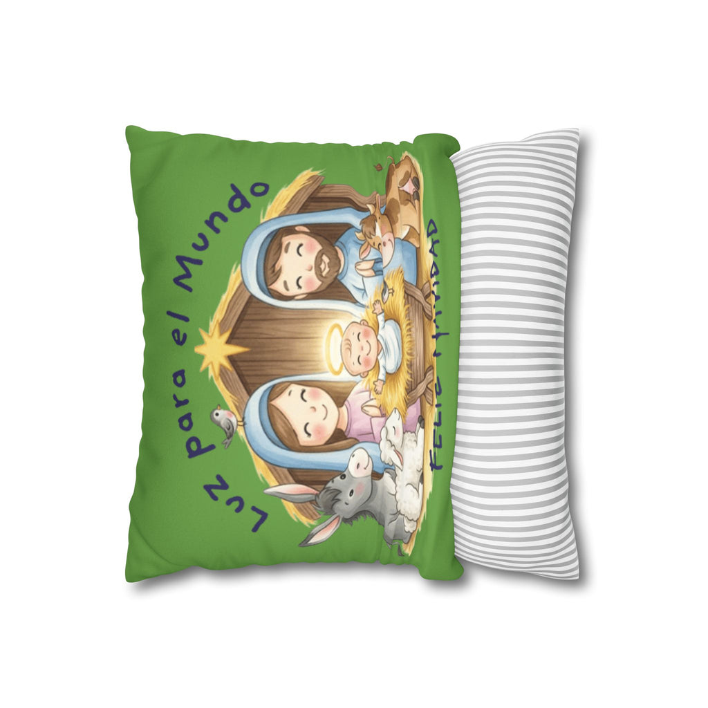 Nativity Pillowcase - "Luz para el Mundo" Feliz Navidad Christmas Throw Cover Puerto Rico Culture Pillow