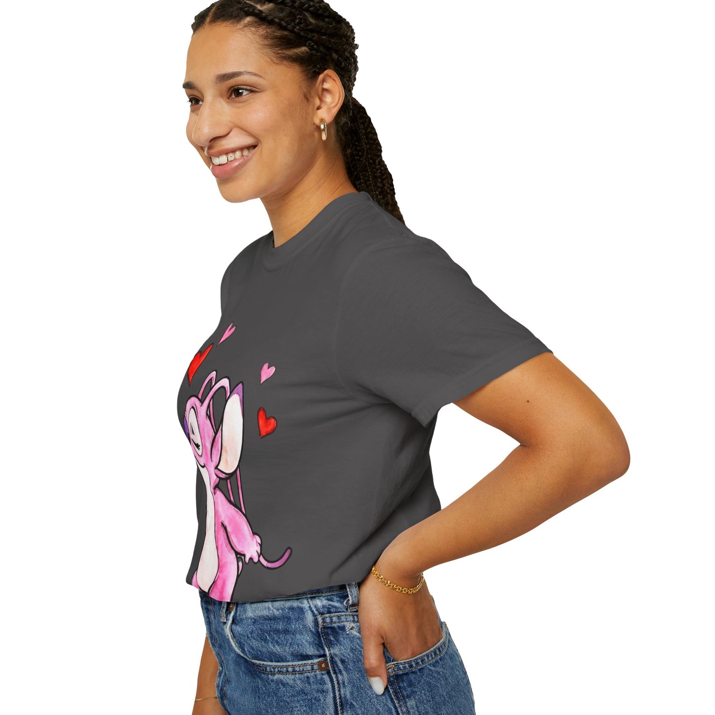 T-Shirt — Cute Pink Cartoon Creature with Hearts | Valentine’s Gift Tee