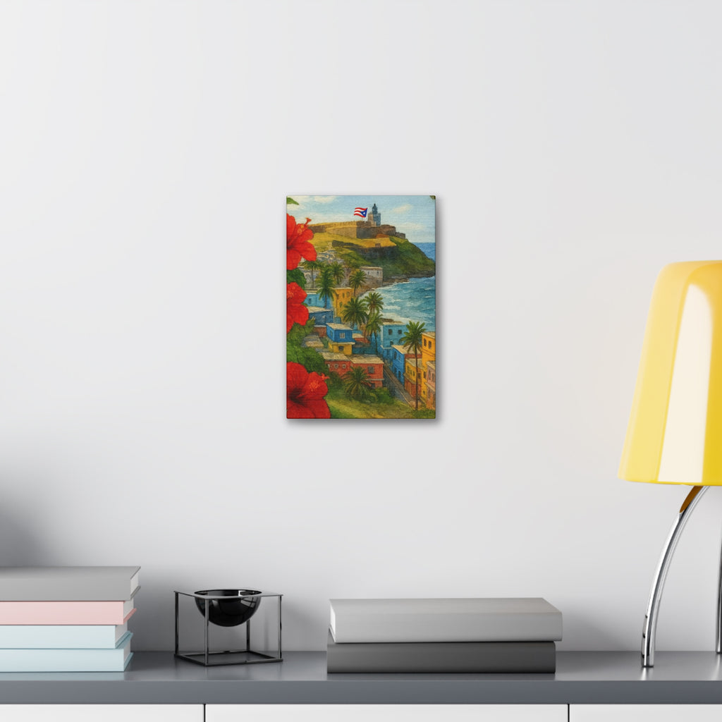 Puerto Rico Coastal Canvas Print — Old San Juan Seaside Wall Art (Stretched 1.5")