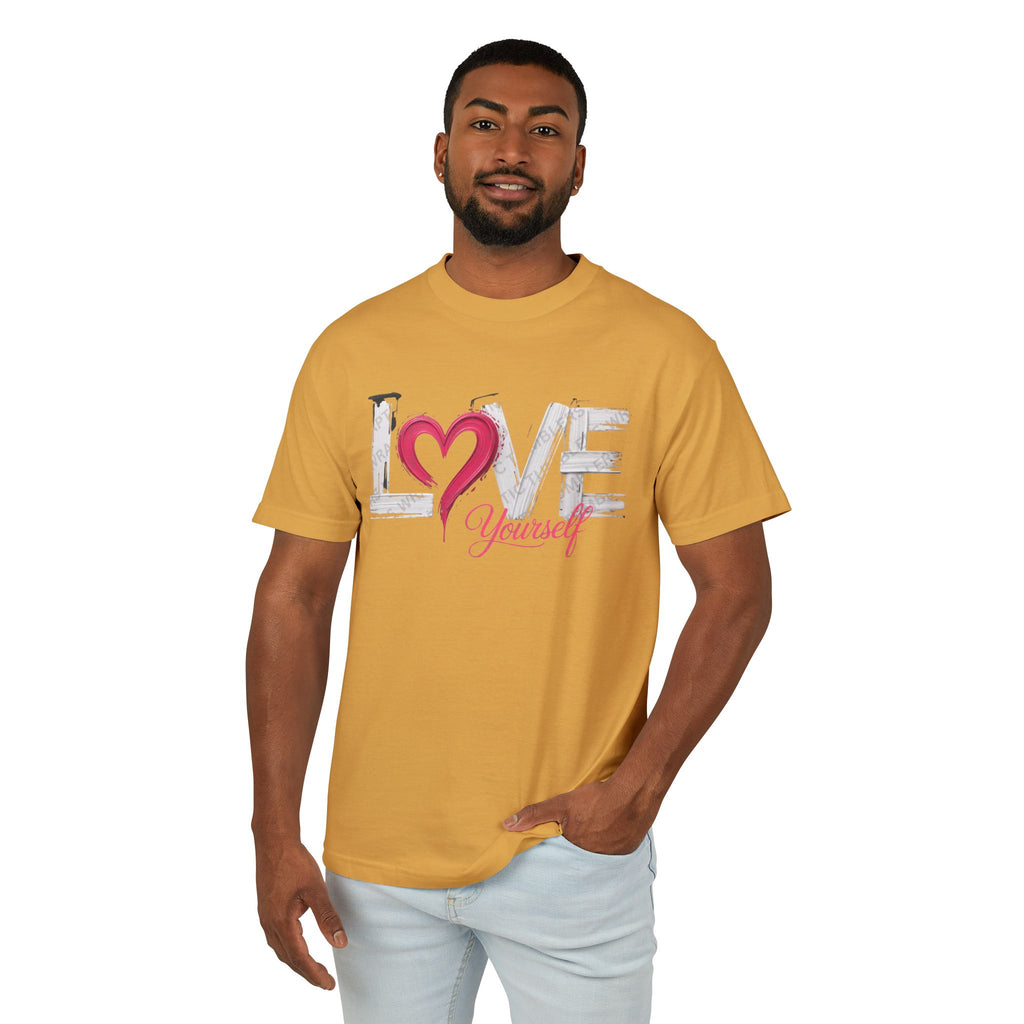 Love Yourself Graphic Tee  Heart Typography Self-Love Shirt
