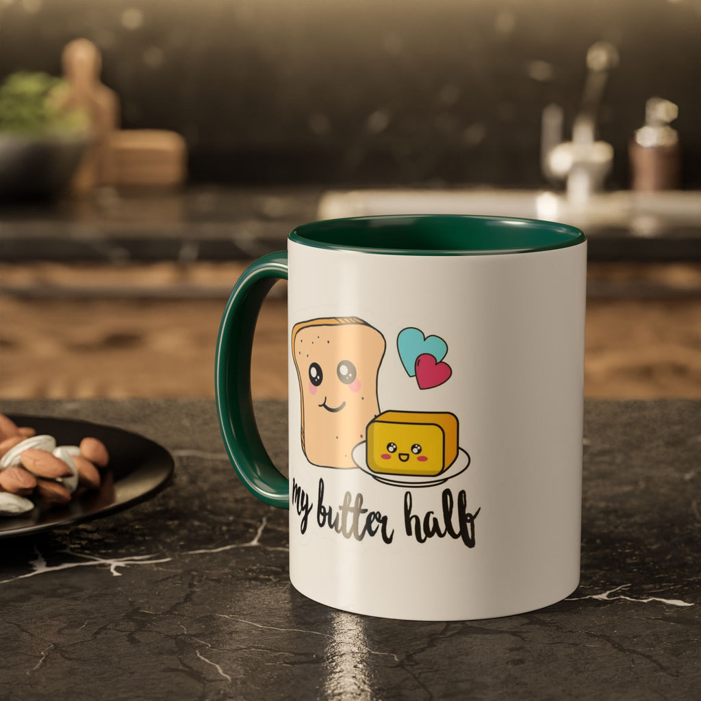 Motivational & Funny Quote Mugs Uplifting Coffee Cup Gifts Cute Foodie Relationship Mug My Butter Half Design, Colorful 11oz & 15oz
