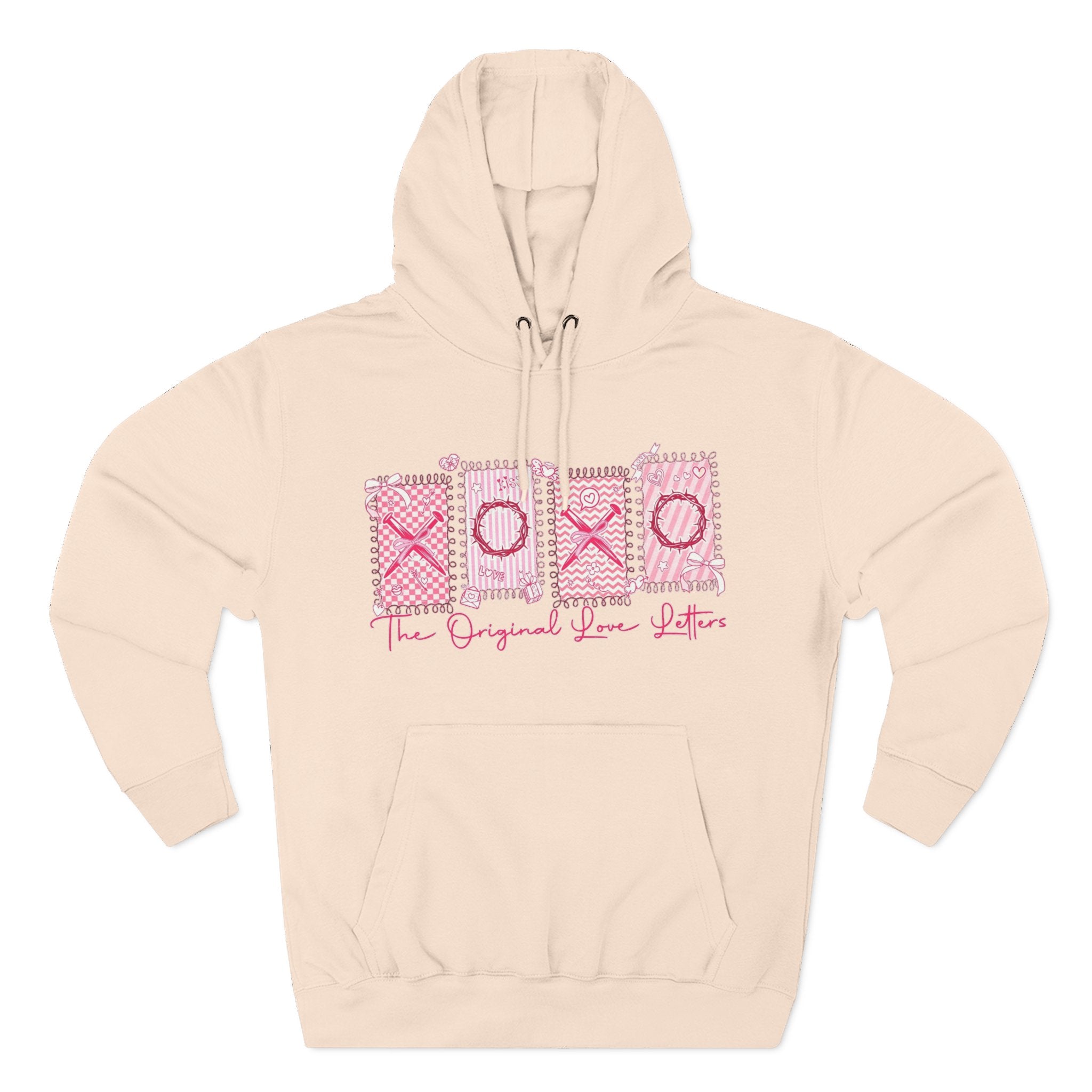 Hoodie  Pink XOXO Three Panel Love Letters Fleece Hoodie