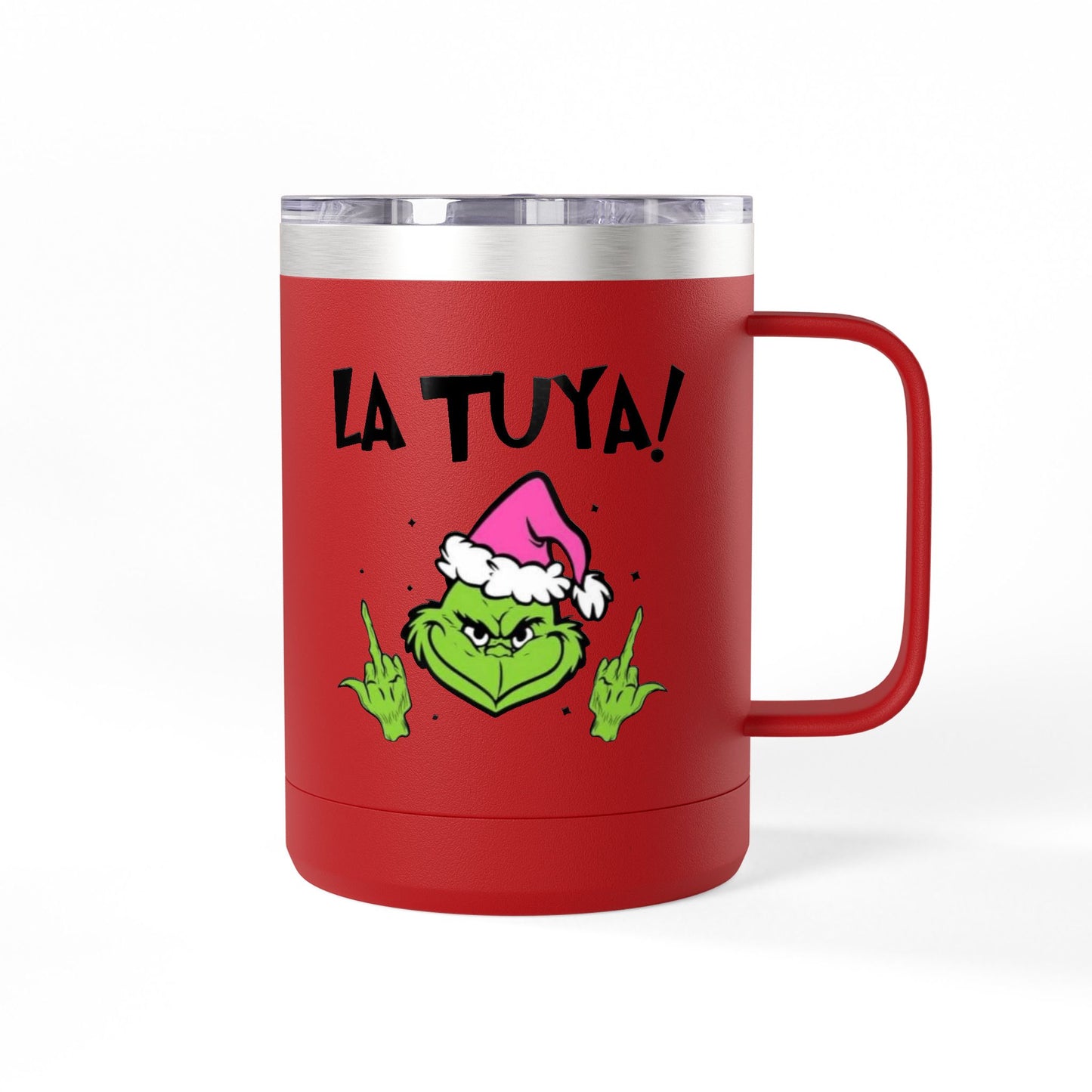 Holiday Grinch Coffee Mug Tumbler - 15oz Vaso / Taza de Acero Inoxidable – Diseño Navideño