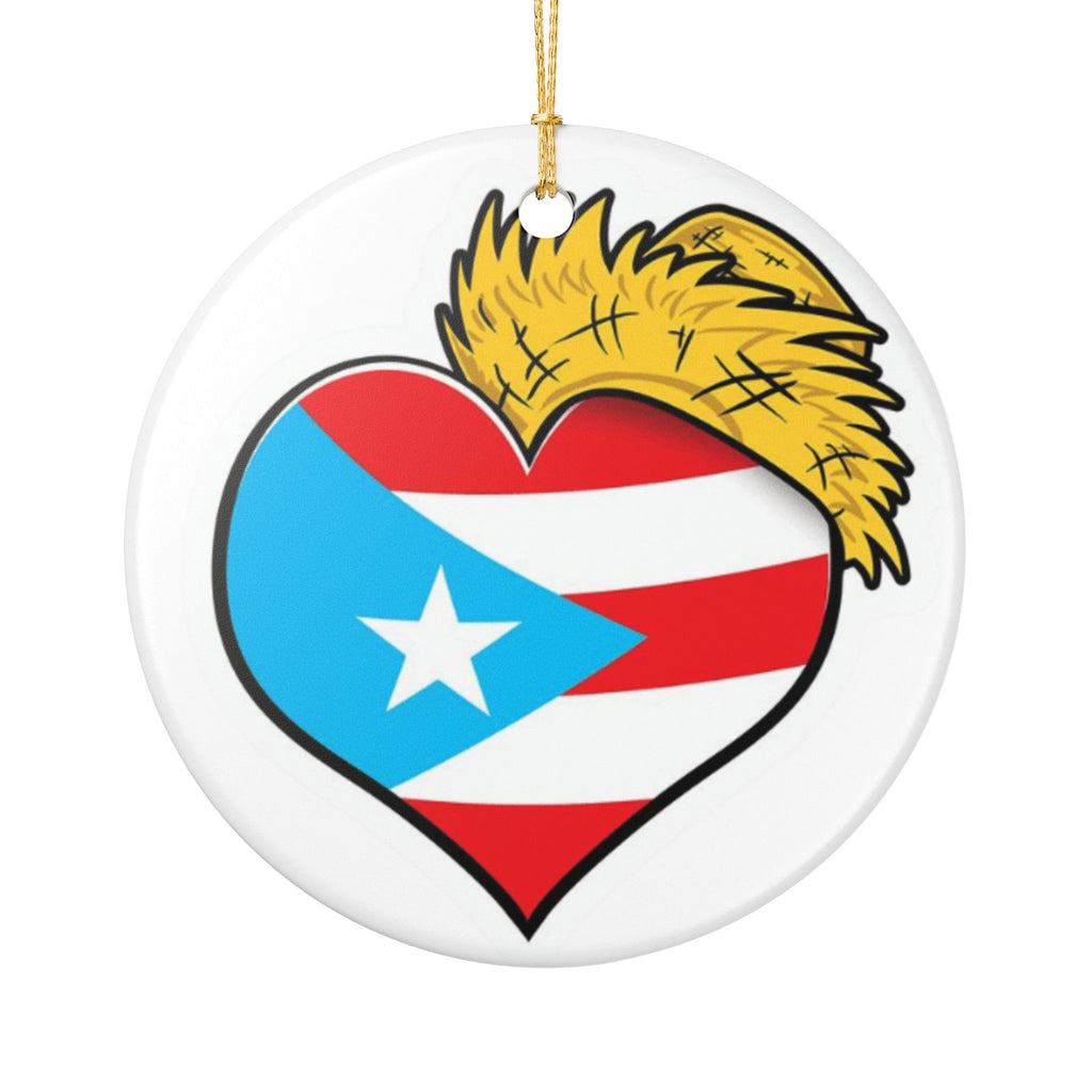 Puerto Rico Heart Ceramic Ornament  Boricua Pride  Decoration