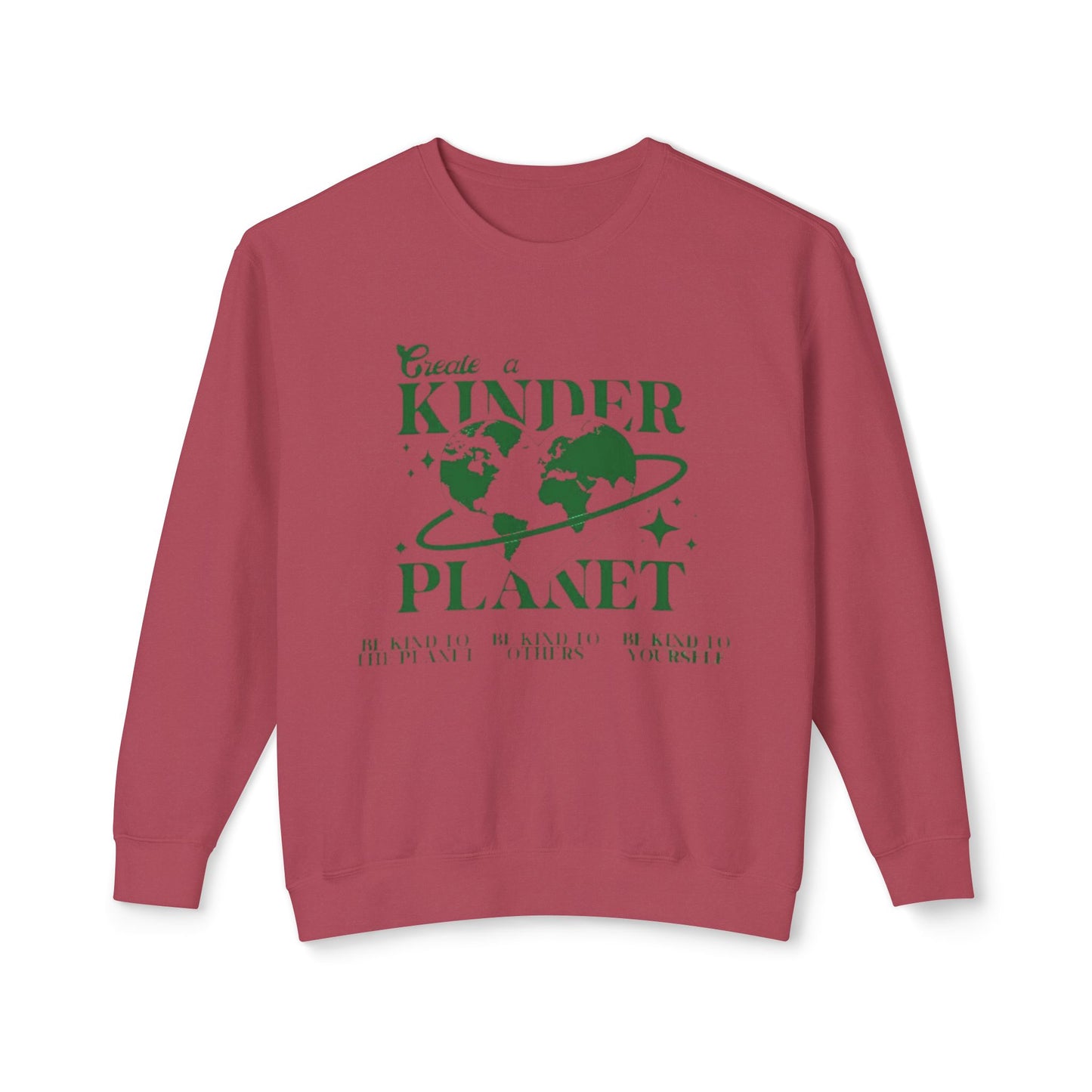 Kinder Planet Crewneck Sweatshirt Eco-Friendly Earth Day Graphic Pullover